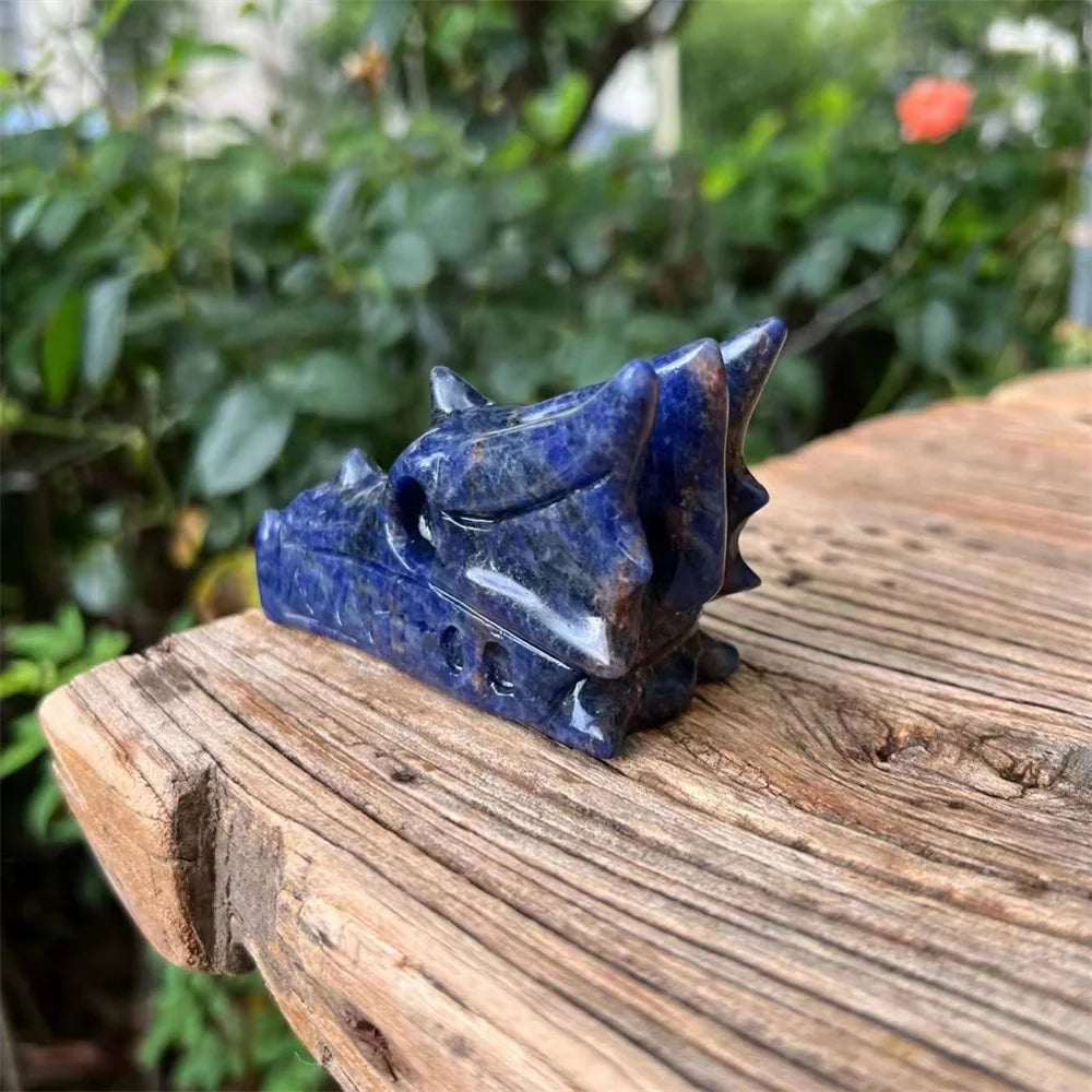 Hand Carved Natural Blue Aventurine Quartz Dragon Skull - Feng Shui Healing Crystal, Reiki Meditation Stone, Unique Spiritual Gift for Home & Office Decor (Perfect for Meditation Spaces & Energy Healing)