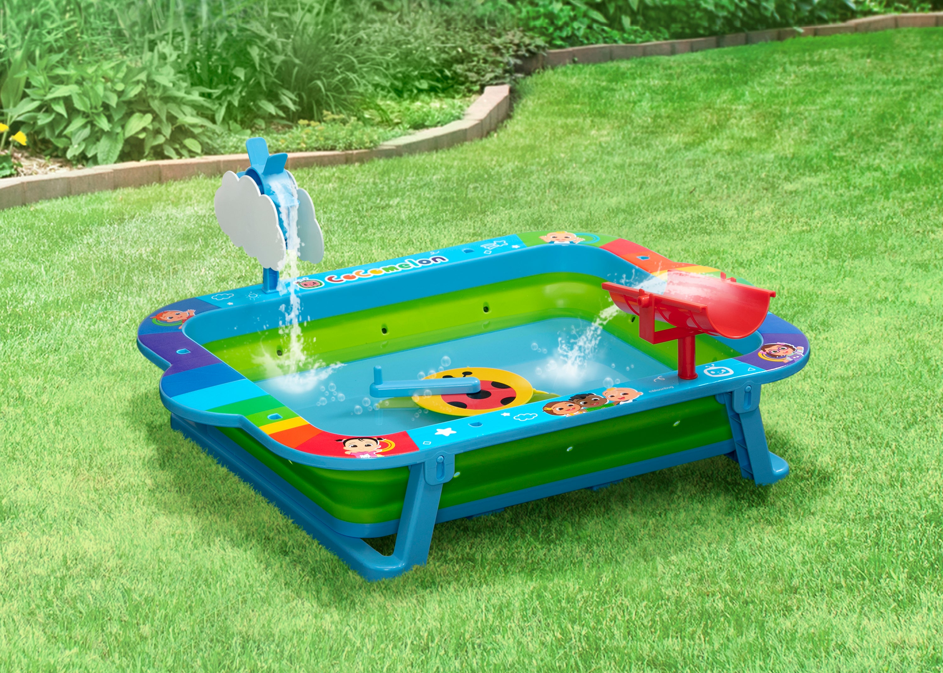 CoComelon Collapsible Water Activity Table for Kids - Portable Toddler Water Play Table for Indoor & Outdoor Fun - Perfect for Backyard, Pool, and Beach Playtime