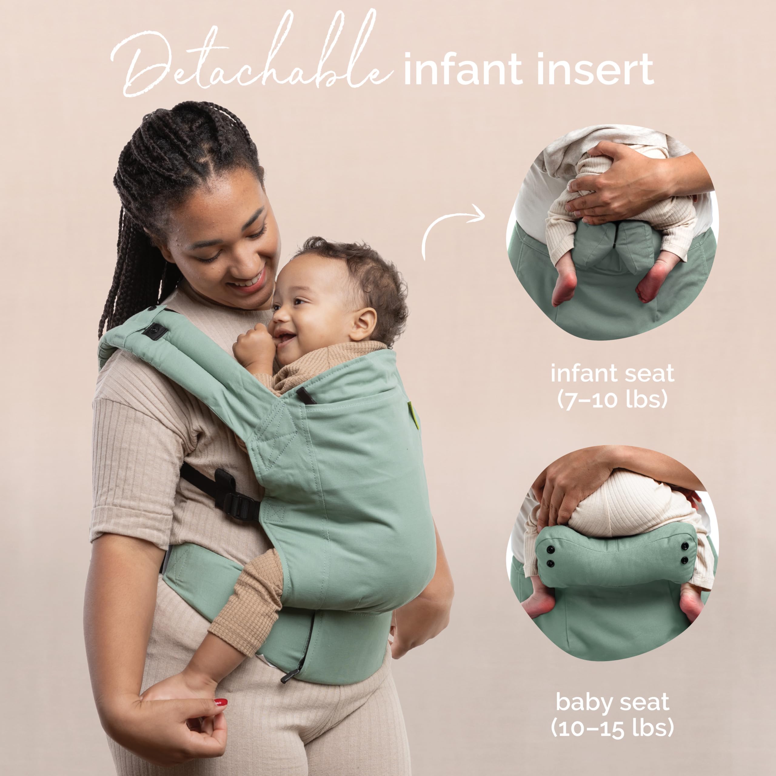 Boba Baby Carrier Classic - Ergonomic Front & Back Baby Carrier for Newborns to Toddlers (7-45 lbs) | Adjustable, Hands-Free Infant Sling | Perfect for Hiking, Shopping & Travel (Sage Green)