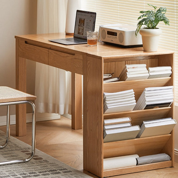 Oak Solid Wood Small Wall-Mounted Book Rack - Space-Saving Bookshelf for Living Room, Bedroom & Office Organization