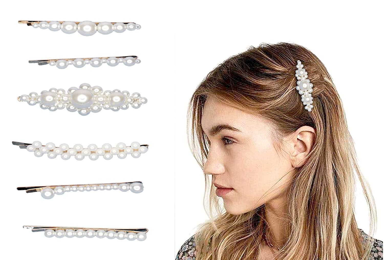 Boxo Pearl Hair Pins for Women and Girls - 6 Pack Elegant Hair Accessories for Parties, Weddings, and Everyday Styling