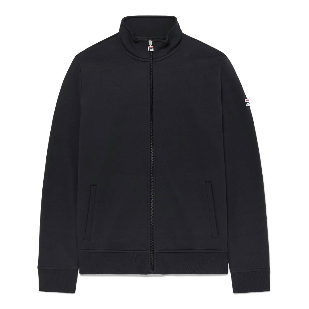 Fila Men's Match Fleece Full Zip Jacket - Lightweight Warm Winter Hoodie for Running, Hiking & Outdoor Activities (Black)