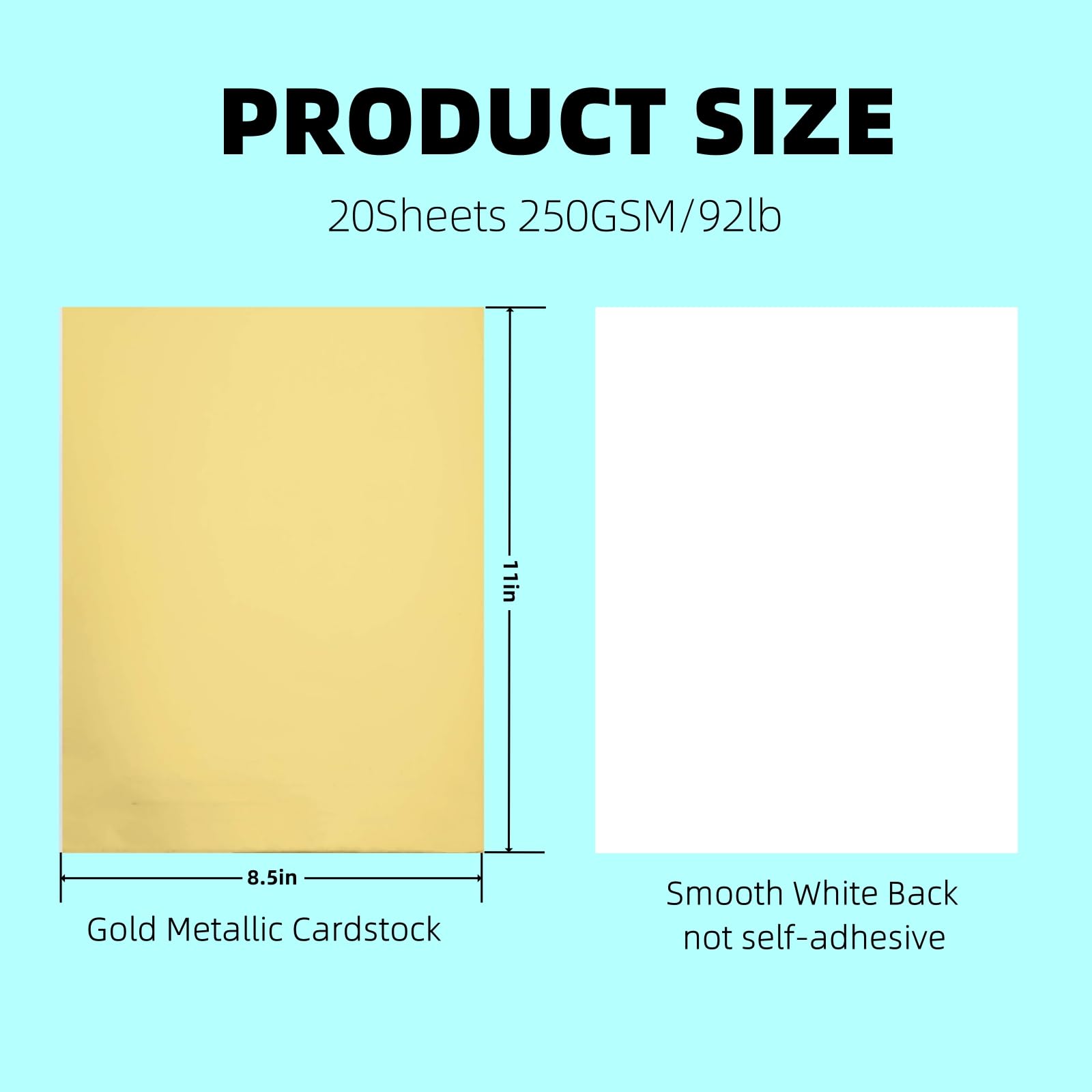 20 Sheets Gold Metallic Cardstock Paper 8.5 x 11 Inches, 250GSM Mirror Finish Foil Board for DIY Crafts, Wedding Invitations, Gift Wrapping & Home Decor - Premium Shimmering Gold Card Stock for Scrapbooking, Party Decorations & Art Projects