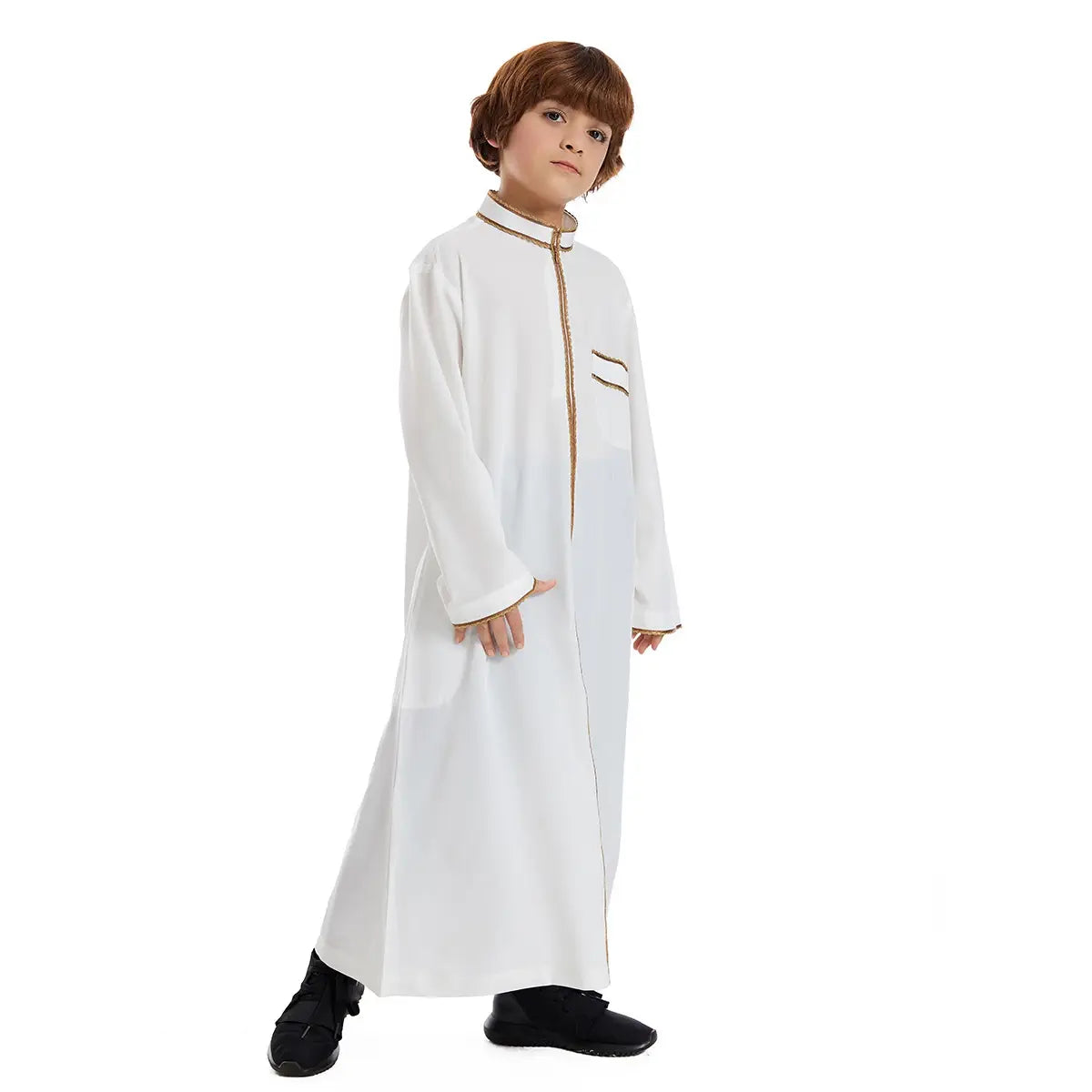 Premium Middle Eastern Arab Boy Thobe Thawb - Traditional Islamic Zipper Robe for Kids - Perfect for Eid, Weddings & Special Occasions