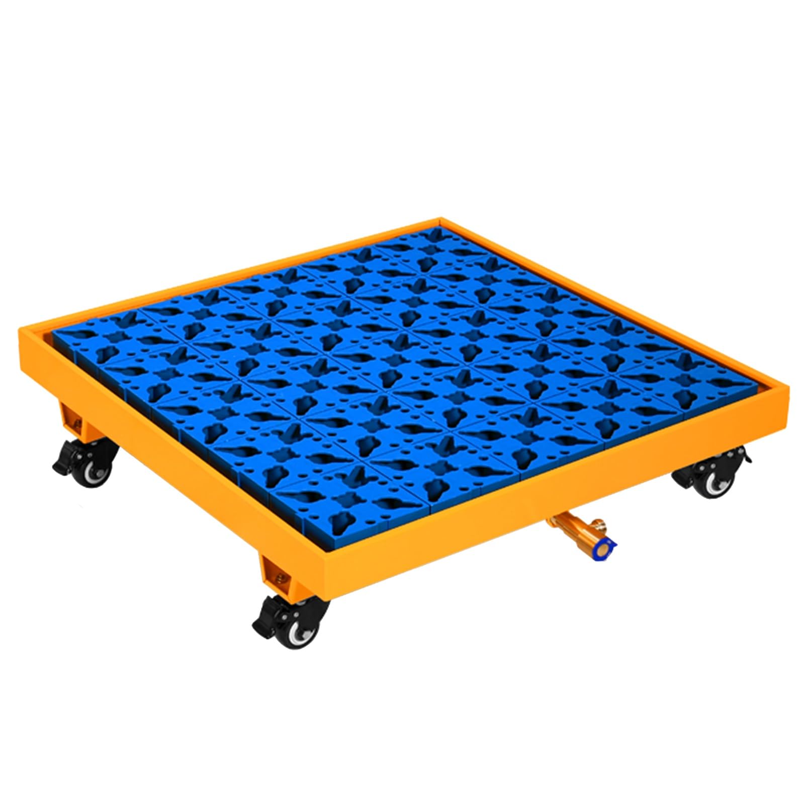 **Spill Containment Pallet with Drain & Wheels - 65x65 Inch Yellow Leakproof Tray for Industrial Warehouses, Factories & Garages - Ideal for Washing Machines, Oil Drums & Chemical Storage**