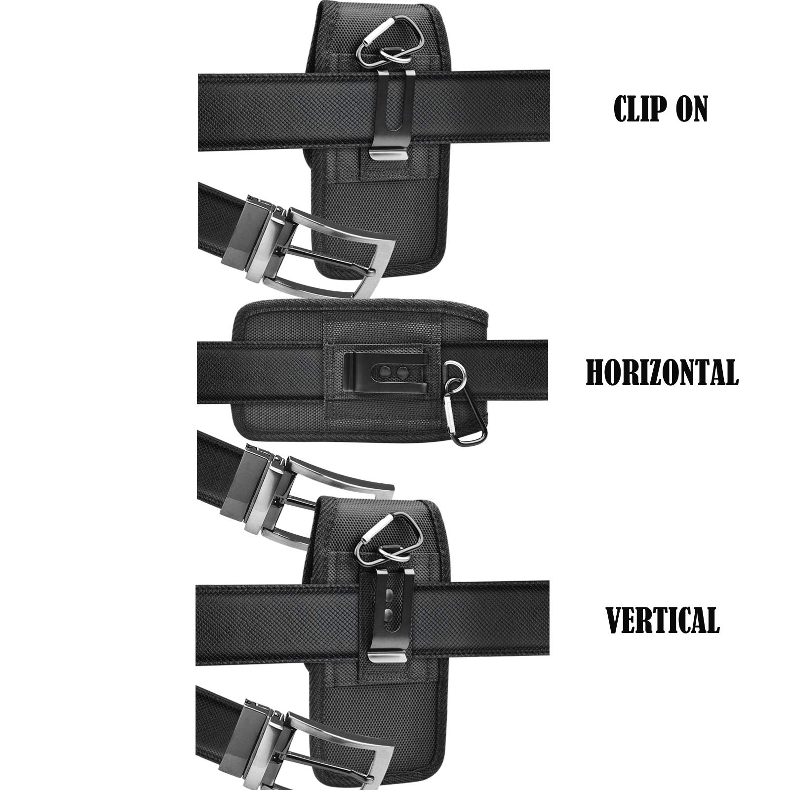 Nylon Belt Clip Holster for Samsung Galaxy S25 Ultra/S24/S23/S22/S21/S20/Note 20 & iPhone 16 Pro Max/XS/XR - Secure Phone Pouch with Card Holder (Perfect for Work, Hiking, and Travel)