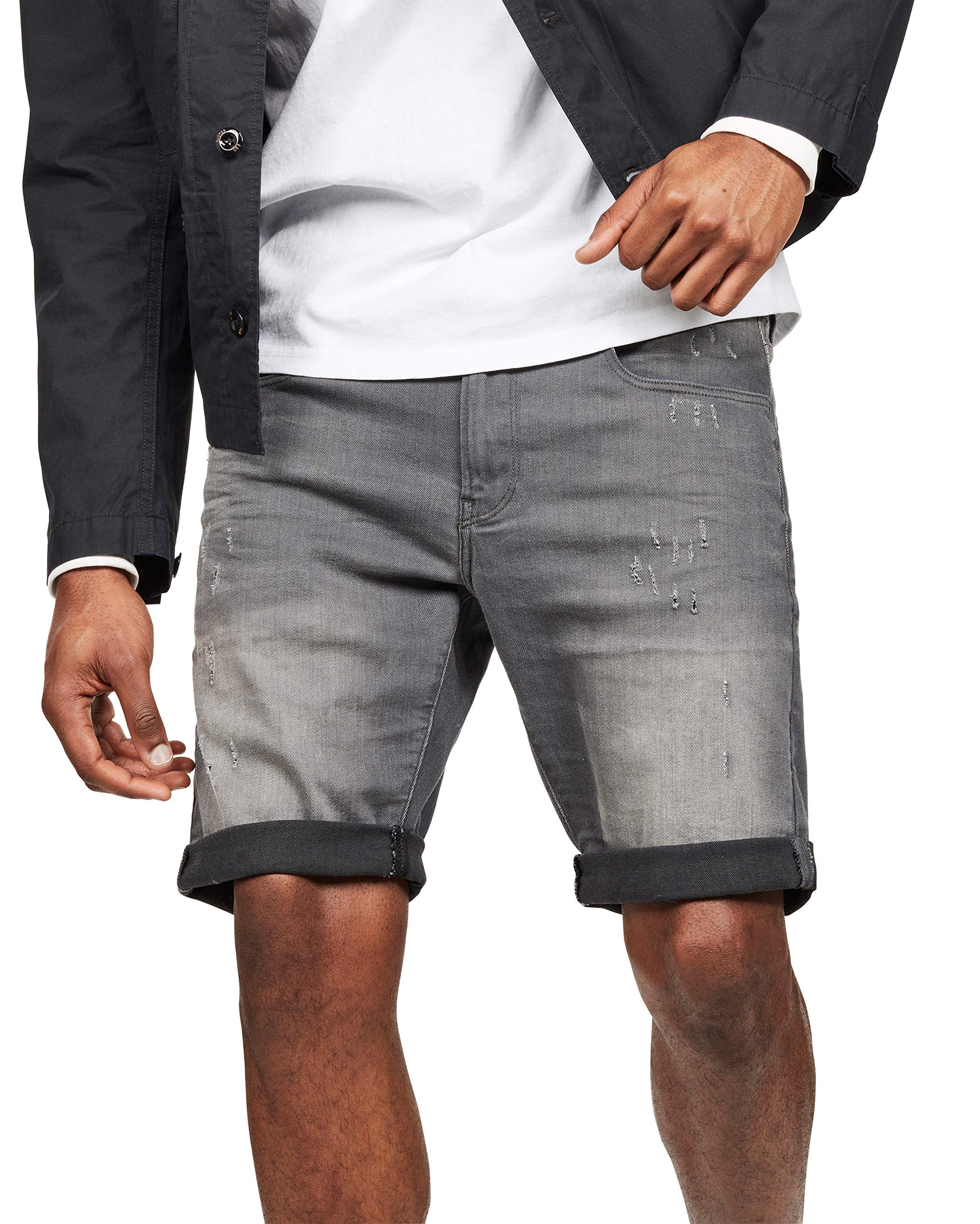 G-STAR RAW Men's 3301 Slim Fit Denim Shorts - Size 38, Light Aged Destroy Wash | Casual Summer Wear & Street Style Outfits