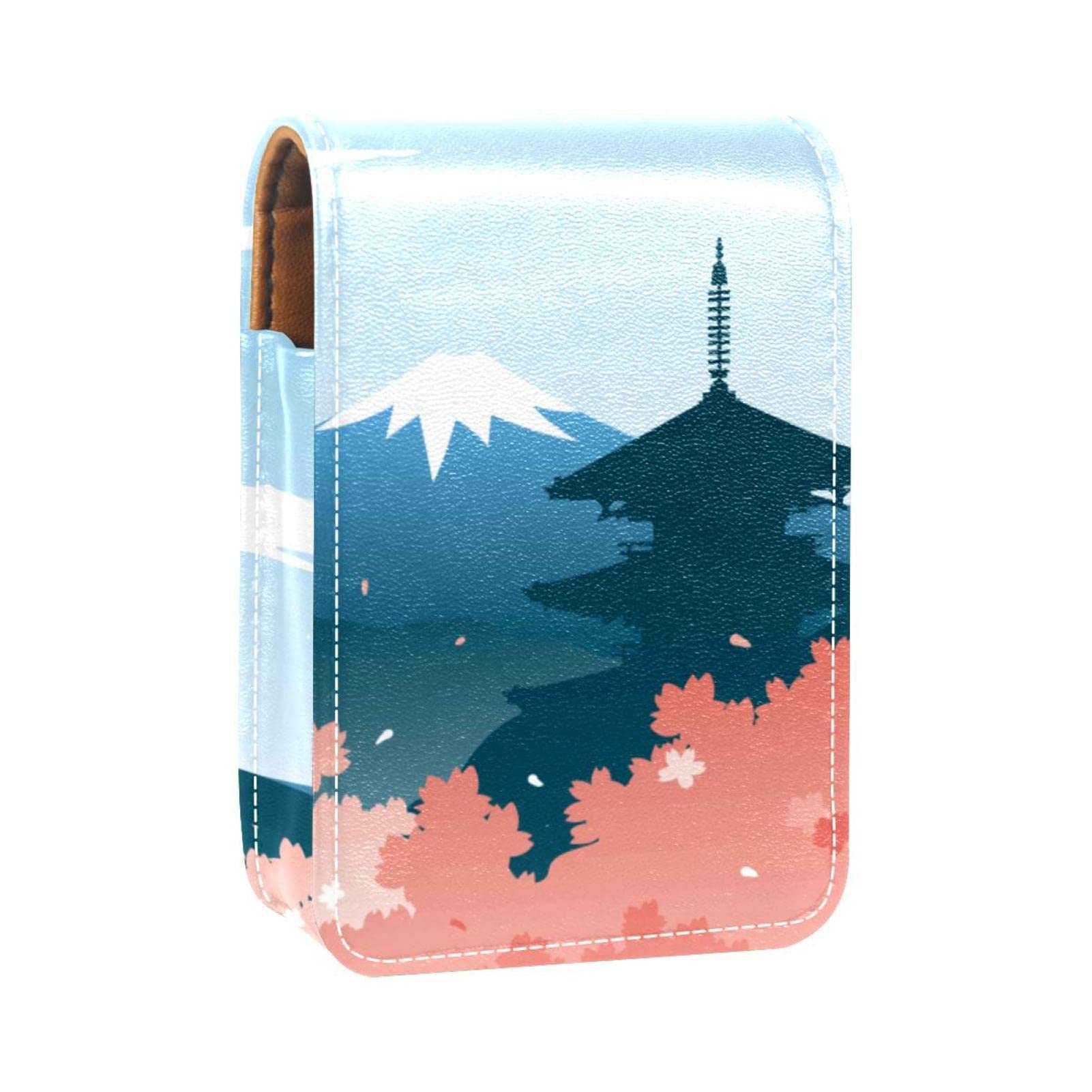 Personalized Lipstick Case - Portable Makeup Bag & Cosmetic Pouch Organizer with Japanese Plum Blossom Print - Perfect for Travel, Daily Use, and Gift Giving