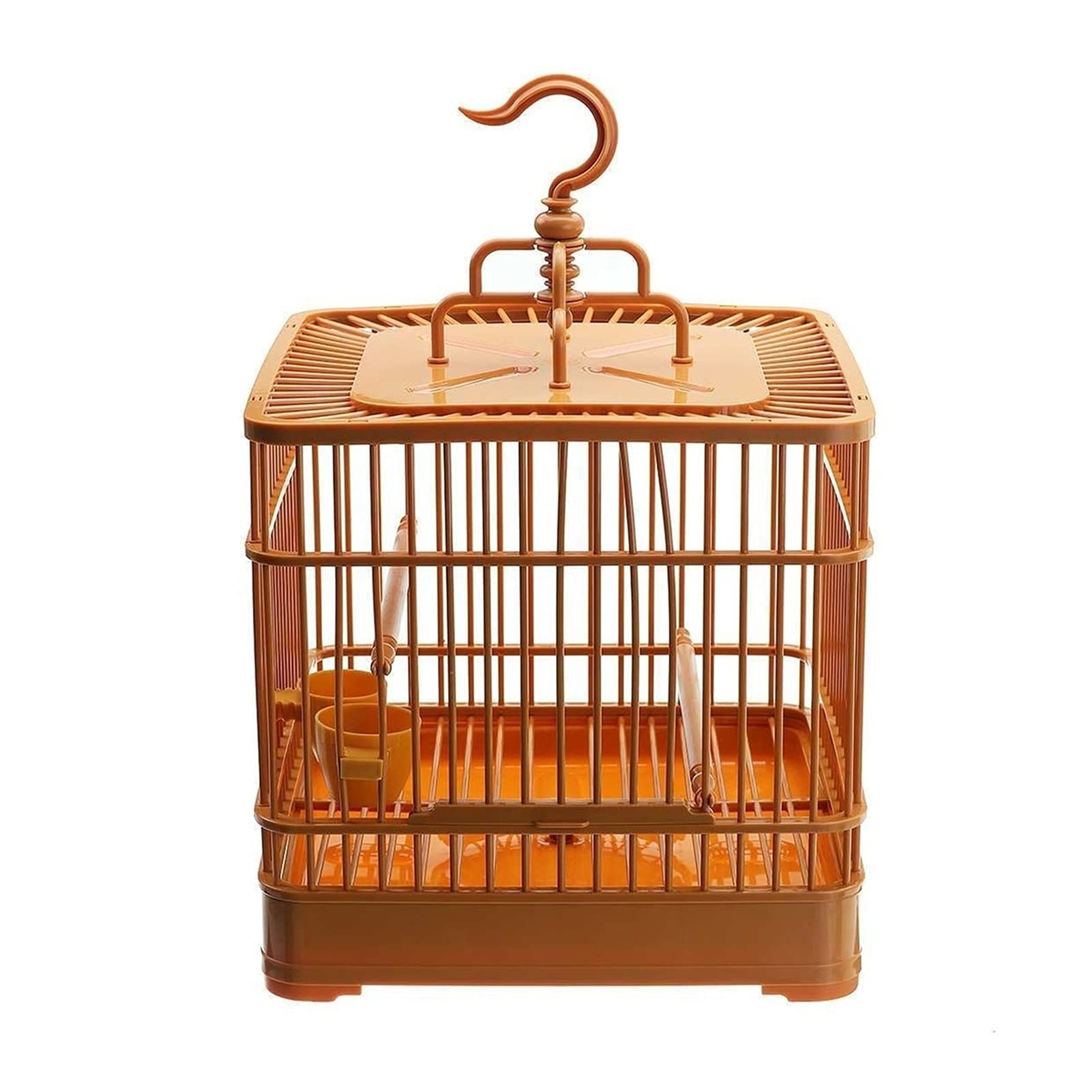 TOMYEUS 23x23x32cm Small Bird Cage with Feeder - Portable Plastic Parrot Cage for Cockatiels, Budgies & Finches - Complete Hanging Bird House Set for Indoor/Outdoor Use - Perfect for Home, Garden or Pet Store Display