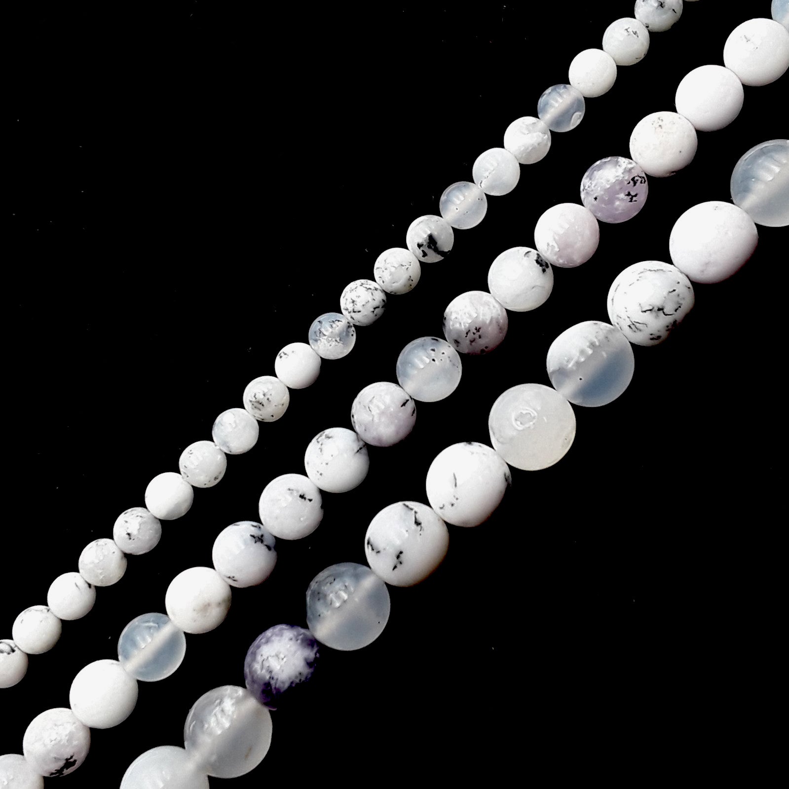 Premium AAA Grade Dendritic Snow White Opal Round Beads - 6mm, 8mm, 10mm, 15.5 Inch Strand - Natural Stone Beads for Jewelry Making, DIY Crafts, Bracelets & Necklaces - Perfect for Boho, Wedding & Fashion Accessories