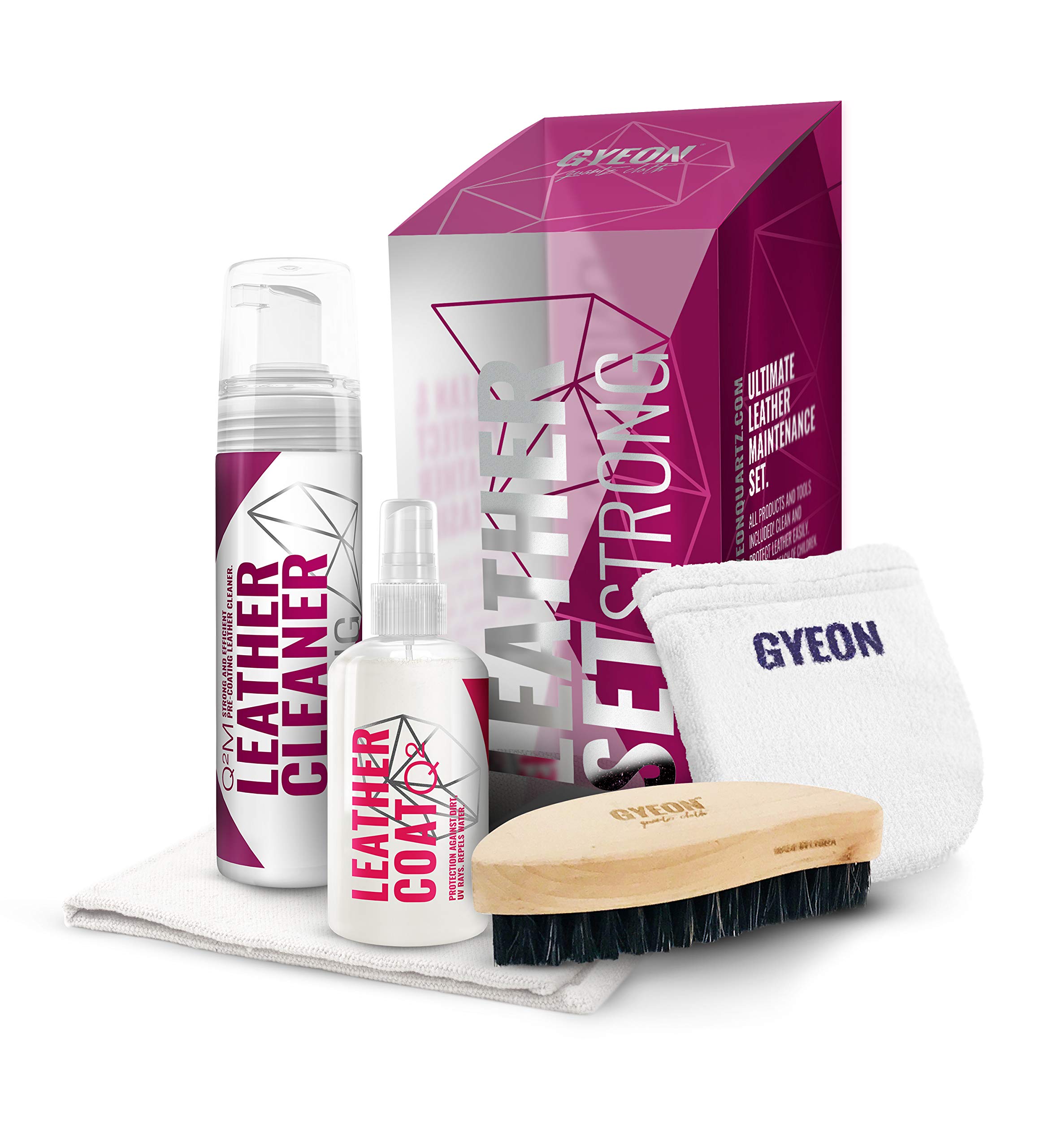 Gyeon Leather Set Strong - Premium Car Leather Cleaner & Coating Kit | Deep Clean, Protect & Condition Automotive Leather Seats & Interior | Ideal for Cars, Trucks & SUVs | Long-Lasting Leather Protection & Shine