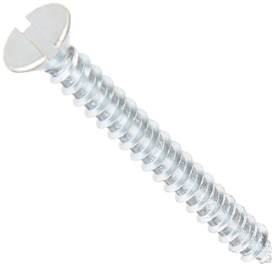 Small Parts 1232ASF Zinc Plated Steel Sheet Metal Screw, 82° Flat Head, Slotted Drive, Type A, #12-11 Thread, 2