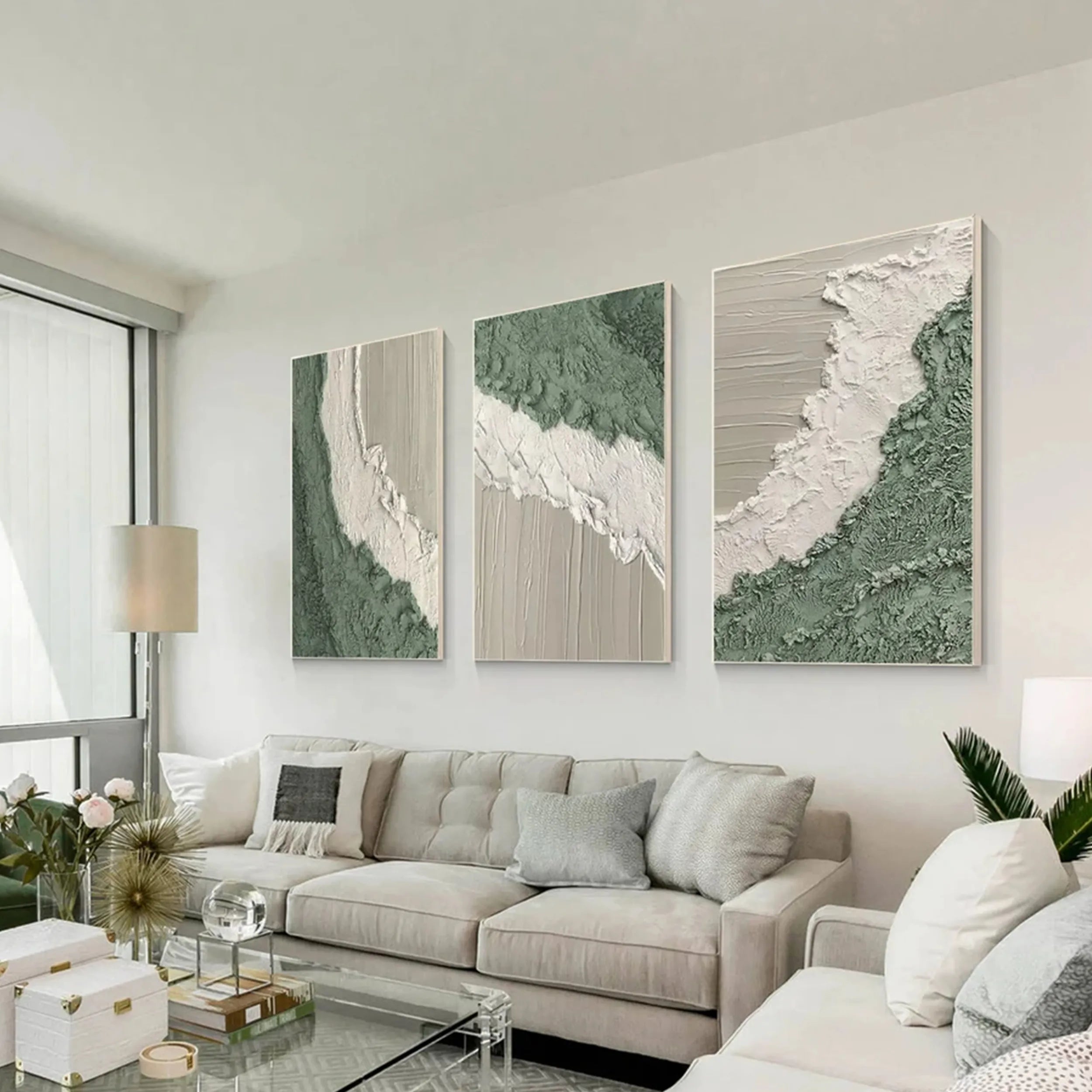 Ocean and Sky Painting Set of 3 - Modern Coastal Wall Art for Living Room, Bedroom & Office Decor | Premium Canvas Prints | #OS146