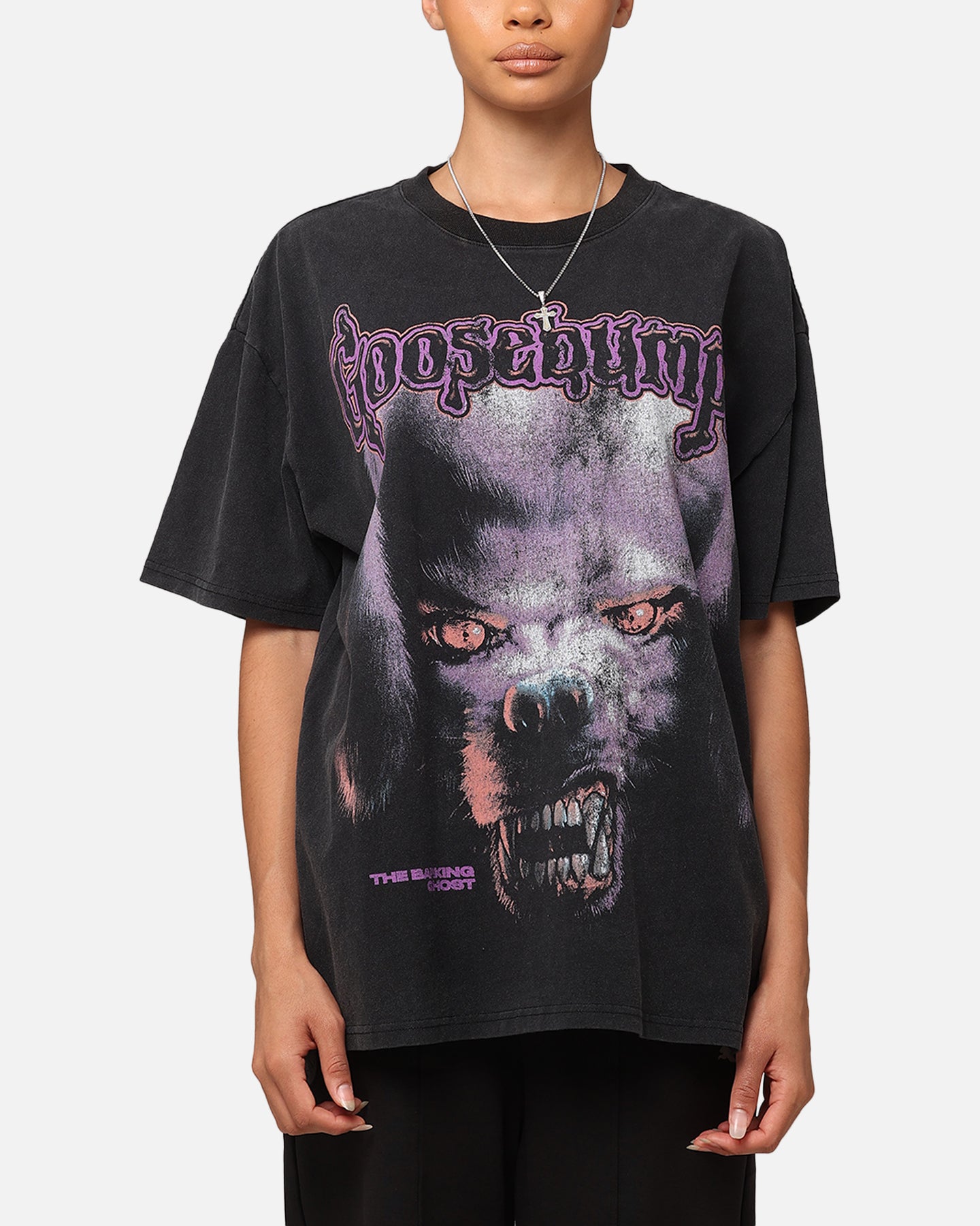 Vintage Goosebumps Barking Ghost Graphic T-Shirt - American Thrift Black Tee for Horror Fans & 90s Nostalgia | Perfect for Halloween, Cosplay, and Retro Fashion Lovers