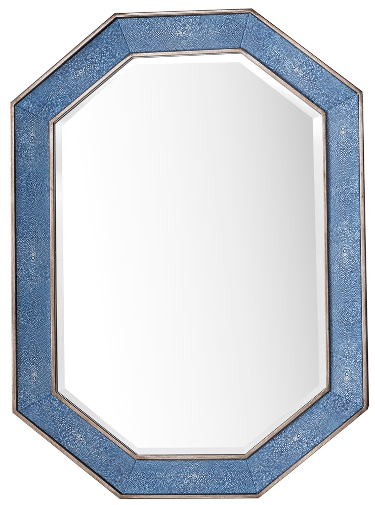 Tangent 30 Mirror in Silver with Delft Blue Design - Elegant Wall Decor for Living Room, Bedroom, or Entryway