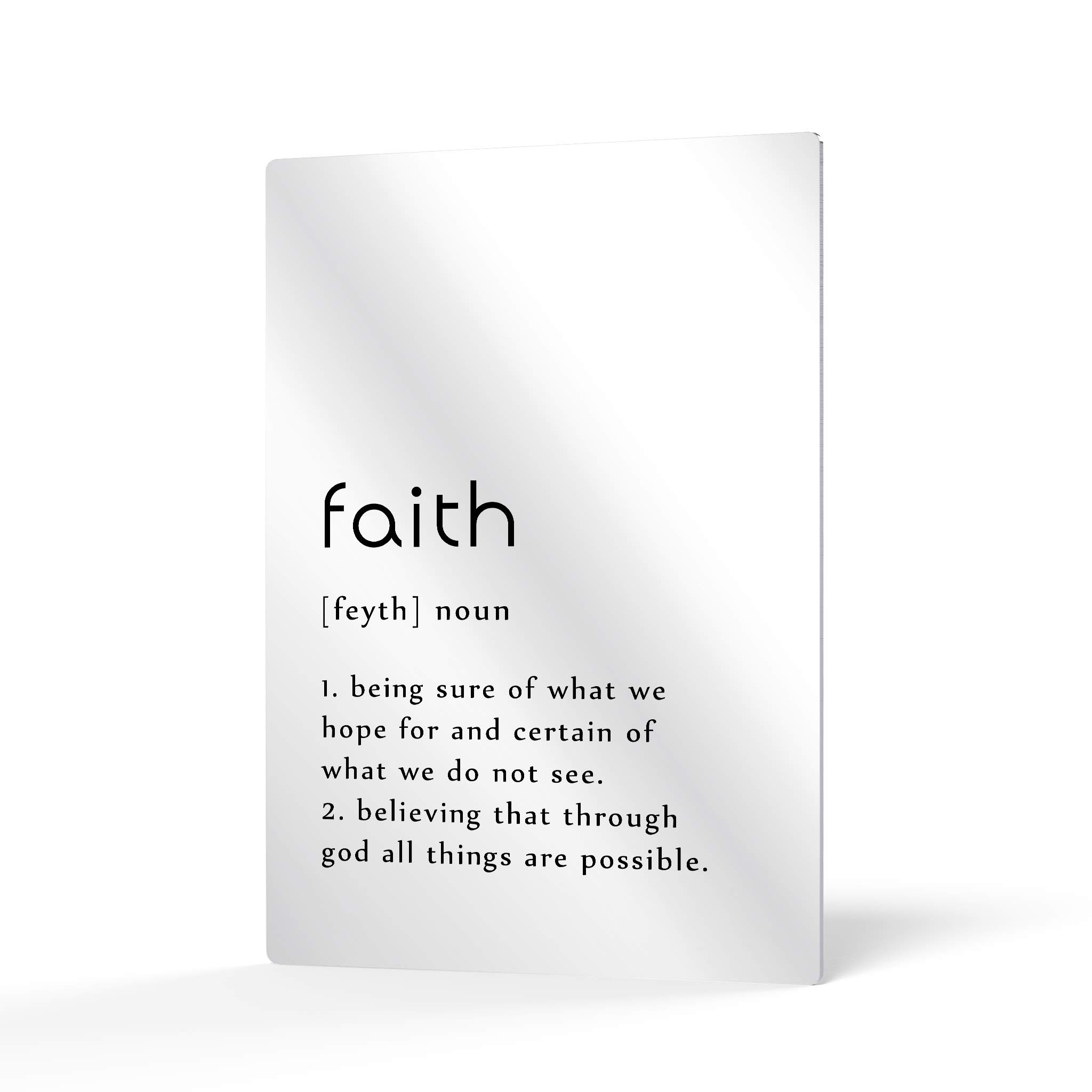 Faith Definition Metal Print Wall Art - Inspirational Dictionary Noun Sign for Office, Farmhouse, Bathroom, Kitchen, Bedroom & Living Room Decor - Funny Quote Saying Accessories (24x16 Inch) - Perfect for Home, Gift & Motivational Wall Decor