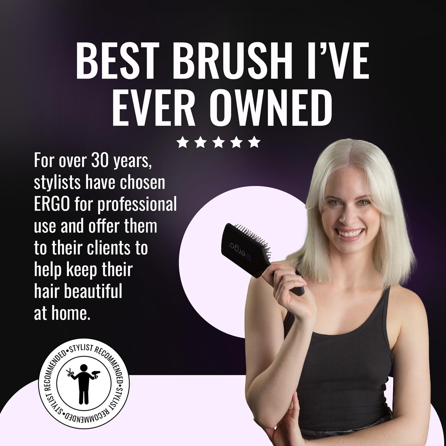 Ergo Super Gentle Mini Paddle Brush for Blow Drying - Detangling Hair Brush for Women with Thick, Thin, Curly or Wet Hair - Dual Function Hairbrush for Smooth Styling & Easy Detangling - Perfect for Home Use, Travel & Salon Styling - ERG750