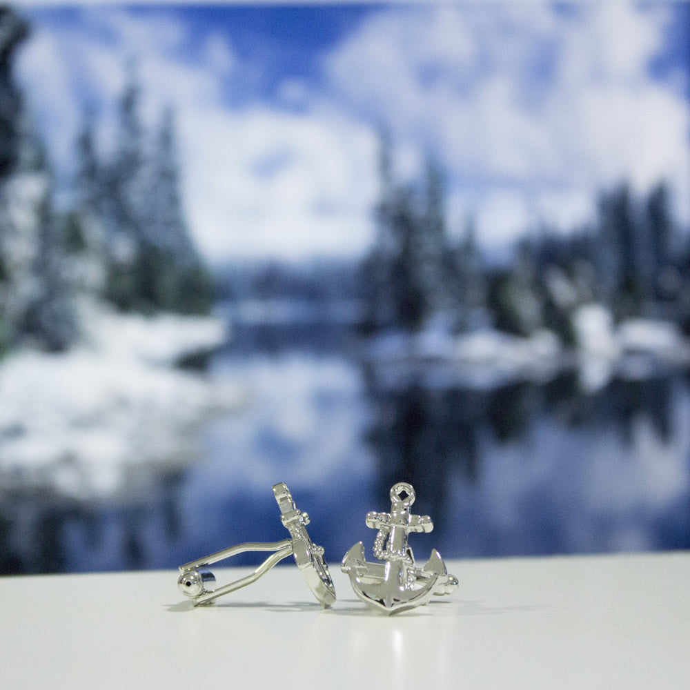 Anchor Cufflinks for Men - Premium Nautical Design Stainless Steel Cufflinks - Perfect for Weddings, Business Attire & Formal Events
