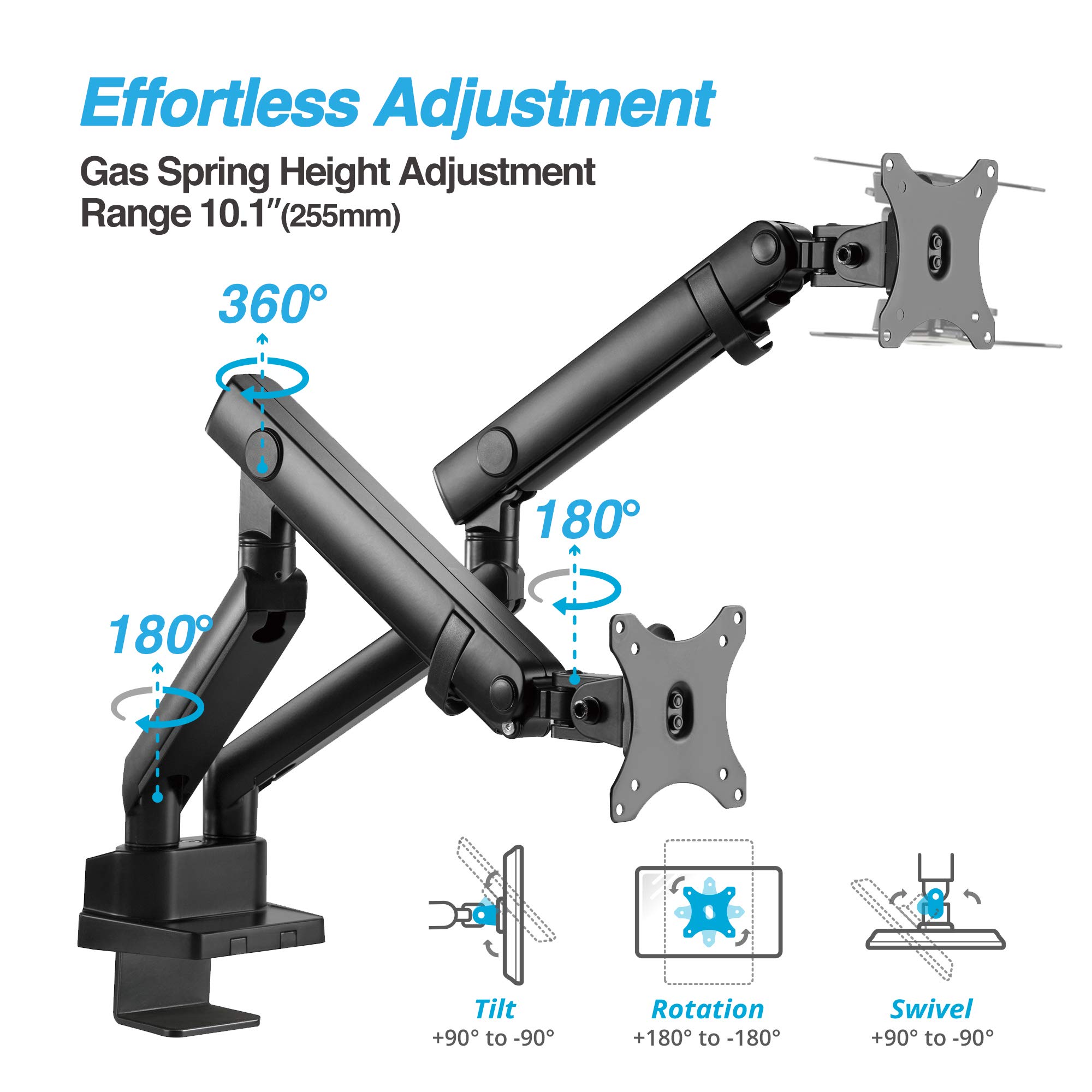 AVLT Dual Monitor and Laptop Stand - Adjustable Full Motion Arm Mount for 15.6