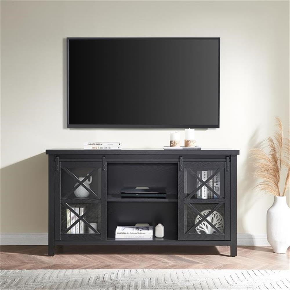 Black Grain Clementine Rectangular TV Stand for 65 Inch TVs - Modern Entertainment Center for Living Room, Bedroom & Home Theater