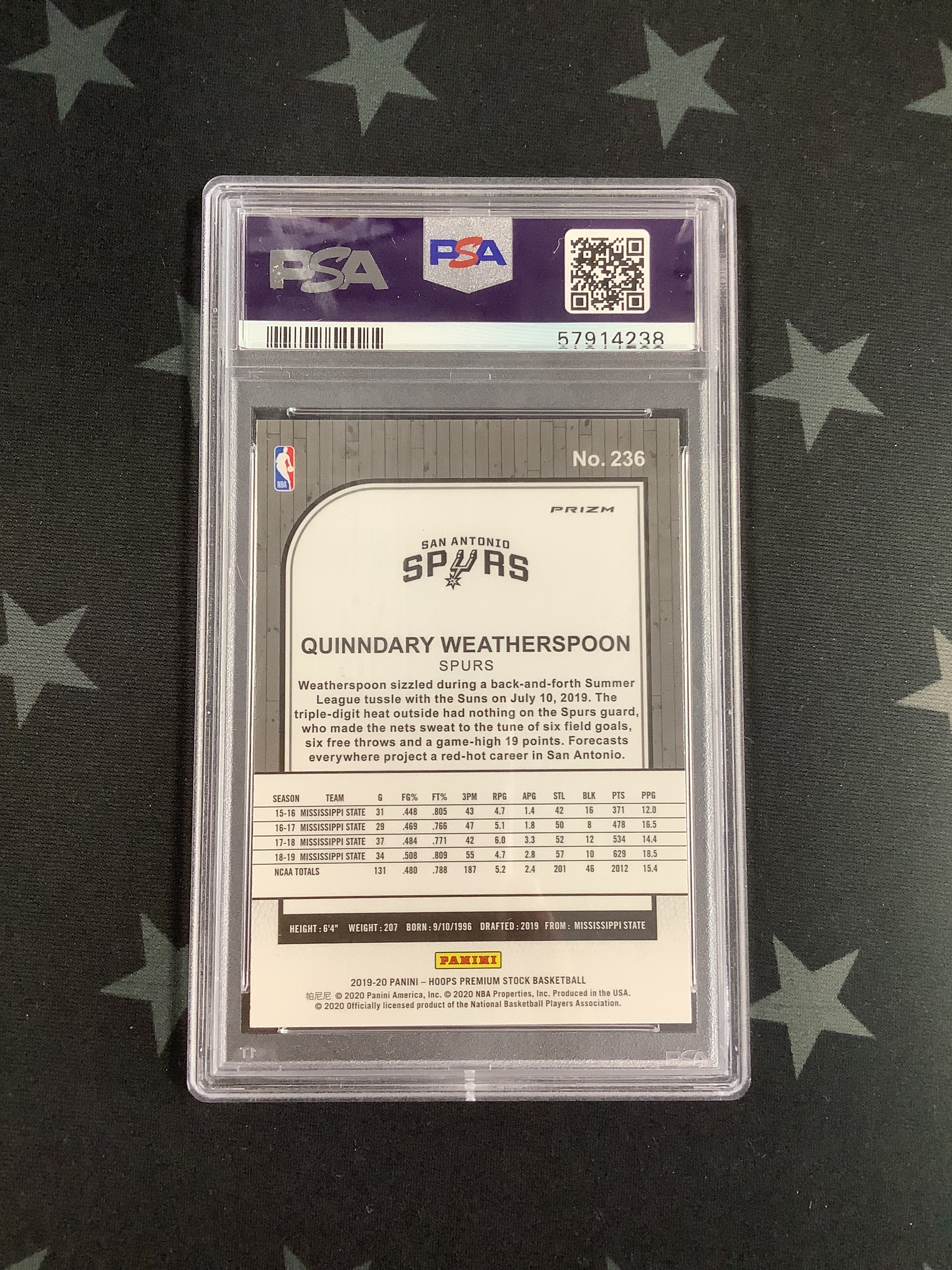 2019 PANINI HOOPS Basketball Card - Quentin Weatherspoon #236 PSA Mint 9 (57914238) - Rare Collectible for NBA Fans & Sports Memorabilia Enthusiasts - Perfect for Display, Trading, and Investment