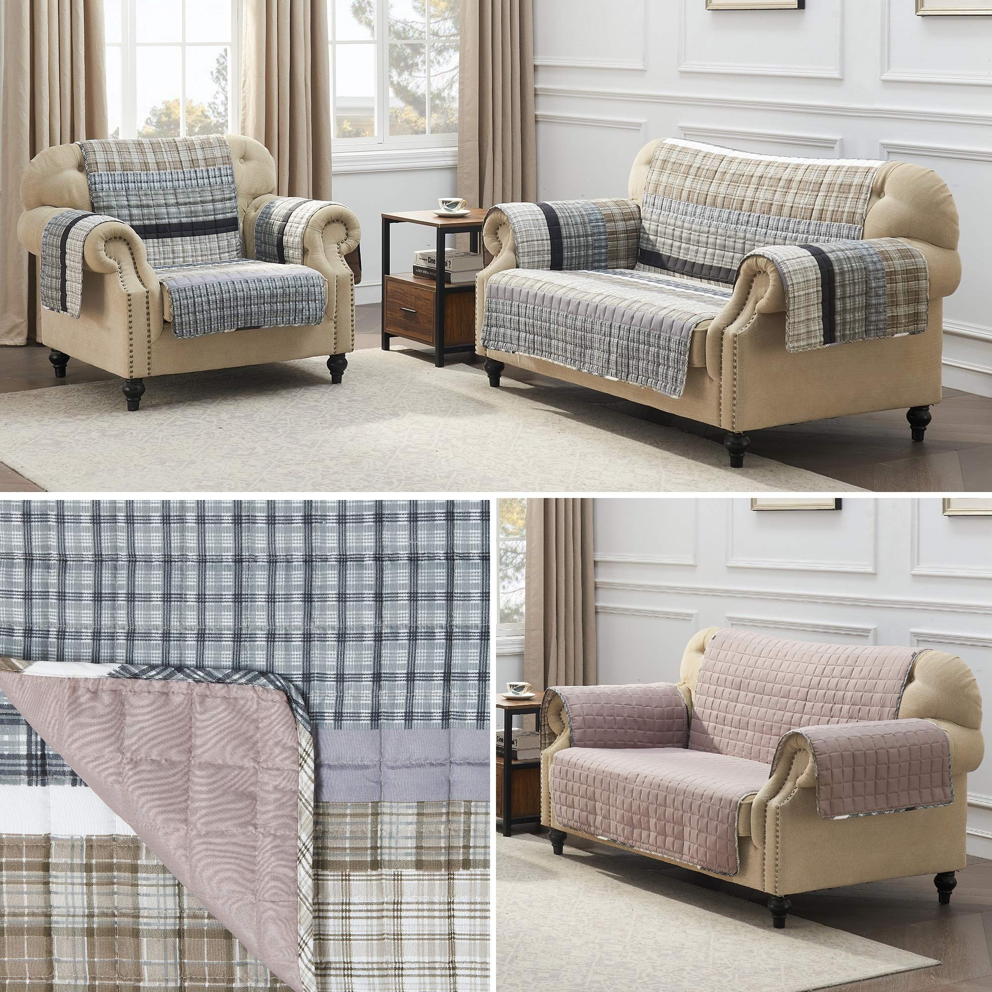 Gold Rush Slipcover for Loveseat - Soft Gray Stretchable Furniture Protector - Perfect for Living Room, Office & Dorm Decor