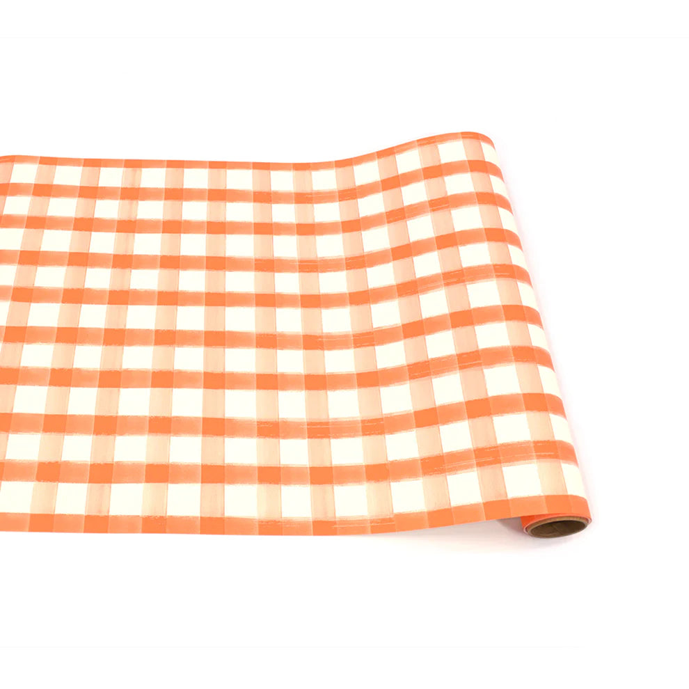 Orange Painted Check Runner Rug 20 x 25 Inches - Vintage Style Kitchen Rug, Non-Slip Entryway Runner, Durable Hallway Carpet for Home Decor