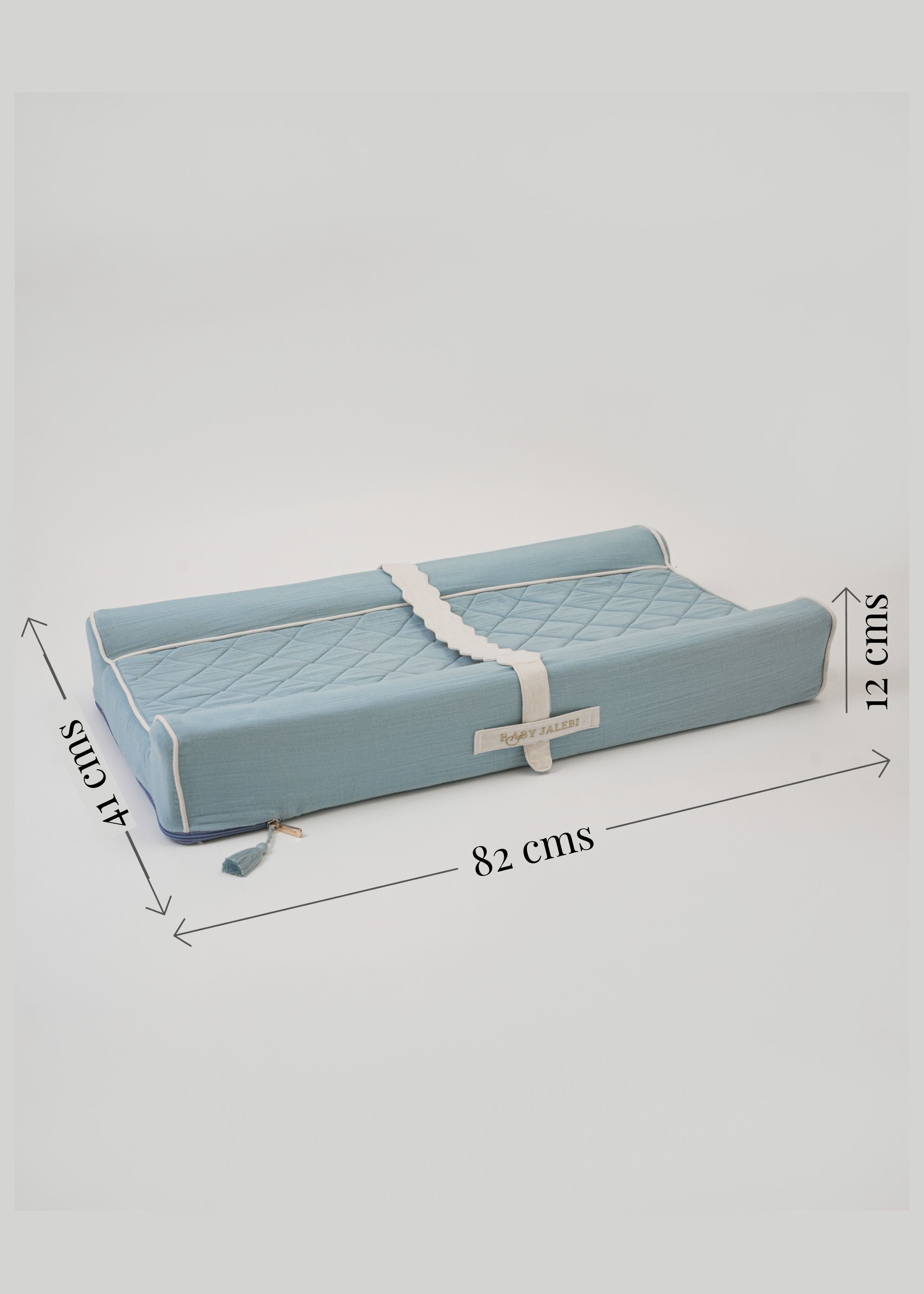 Baby Changing Station with Safety Straps - Portable Diaper Changing Pad for Travel & Nursery - Soft Blue Waterproof Fabric for Easy Cleaning | Perfect for Home, Daycare & On-the-Go Parents