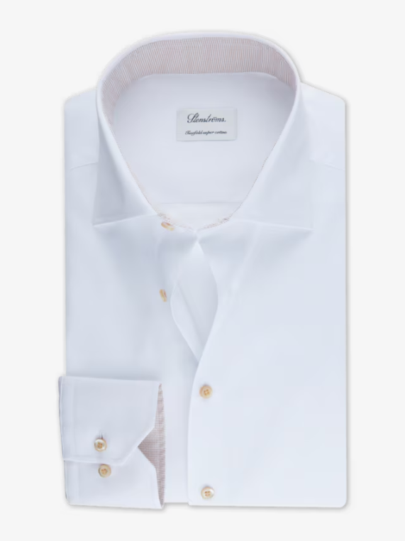 Premium STENSTROMS Fitted Solid Dress Shirt for Men - Slim Fit Business Formal Wear - Perfect for Office, Interviews & Special Occasions