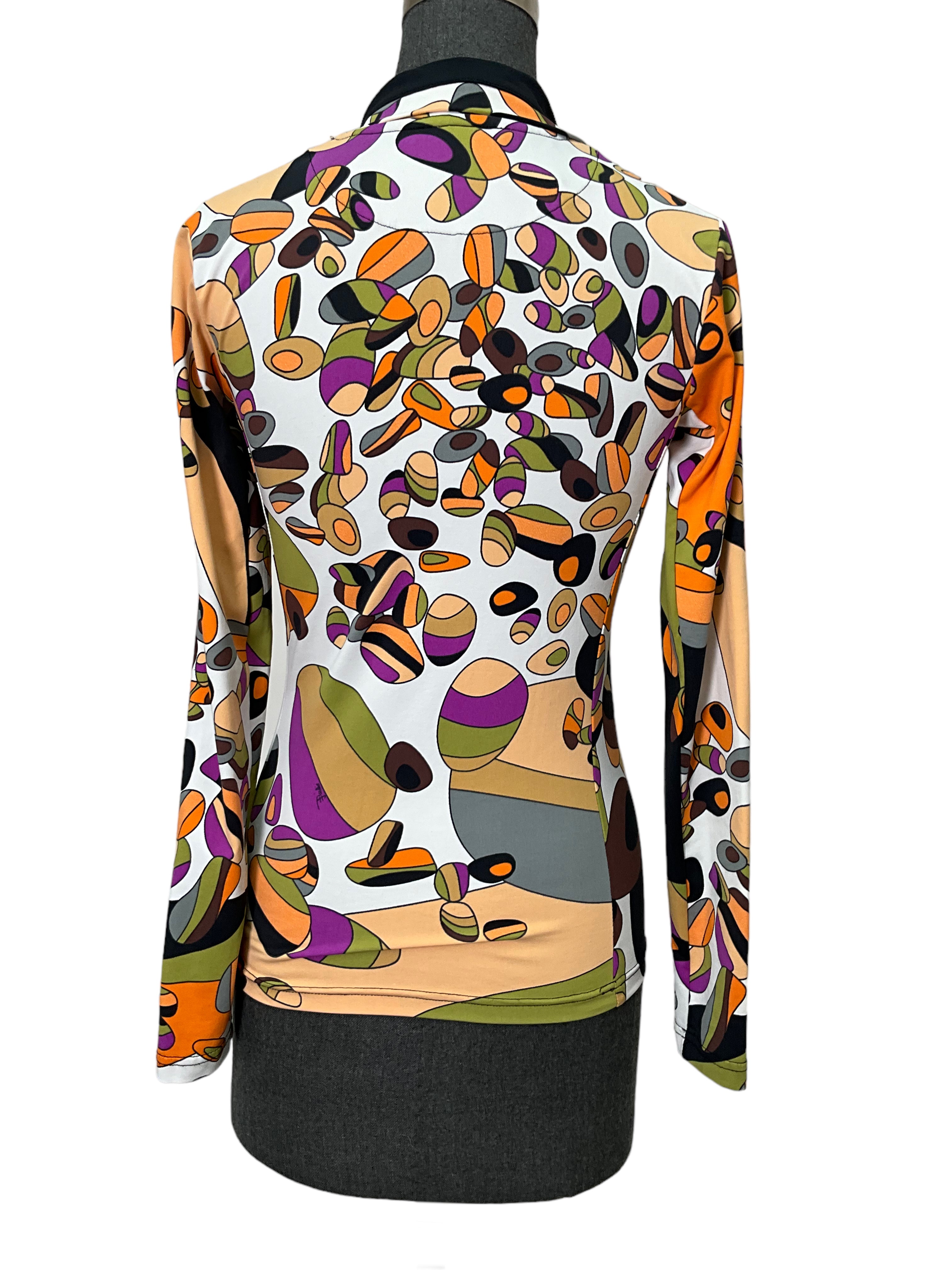 Emilio Pucci Women's Abstract Print Long Sleeve Blouse Size S - Elegant Fashion Top for Parties, Work & Special Occasions