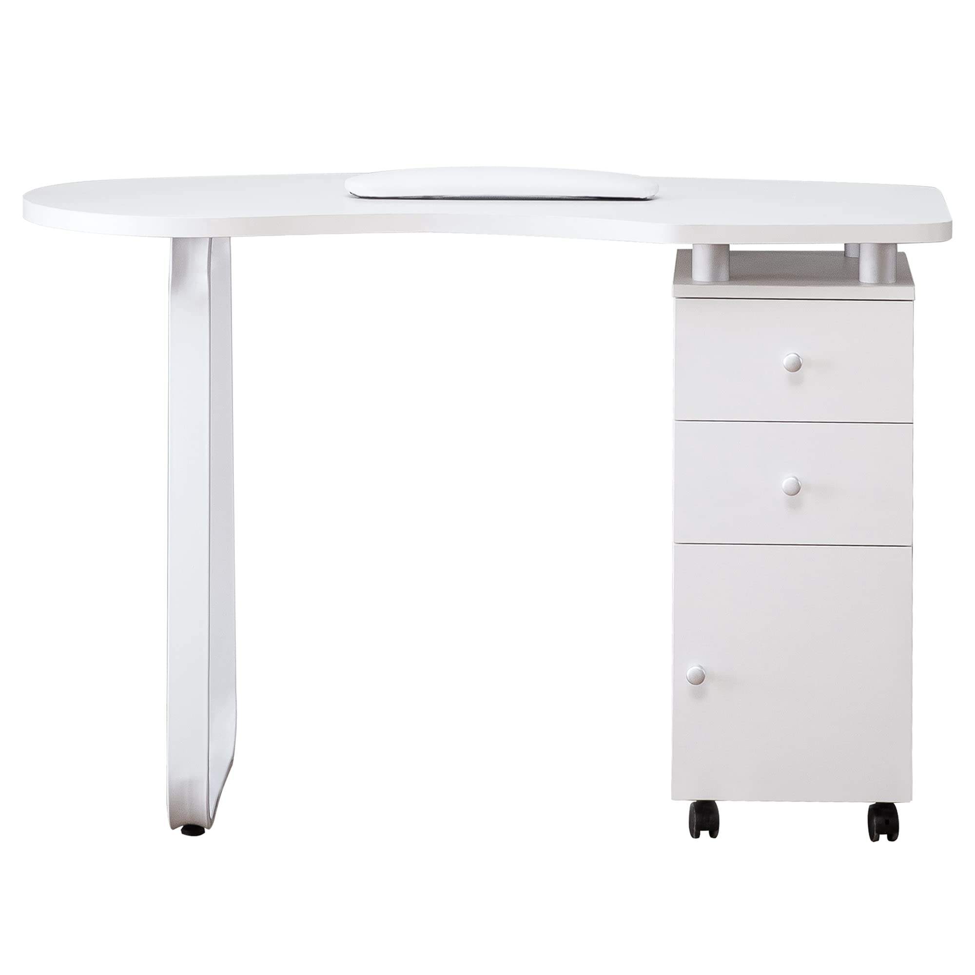 Professional BarberPub Manicure Nail Table - White Salon Station for Spa & Beauty Services - Durable Nail Tech Desk with Storage (Model 0422) - Perfect for Nail Salons, Barber Shops & Home Beauty Stations