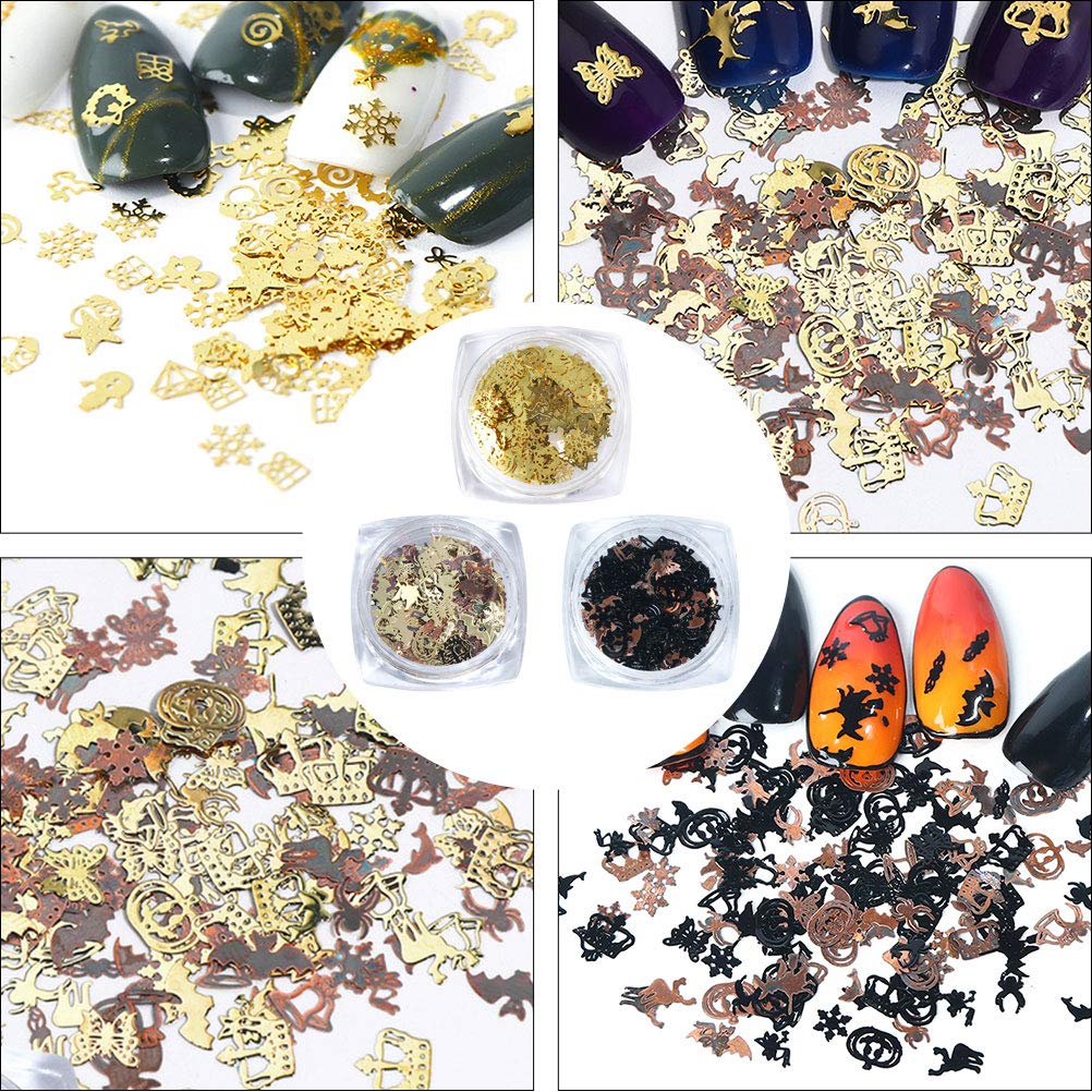 360pcs Halloween Nail Stickers - Witch Gem Nail Decals with Black Sequin Diamonds & Rivets for Nail Art | Perfect for Halloween Parties, Costume Nails & DIY Nail Decoration