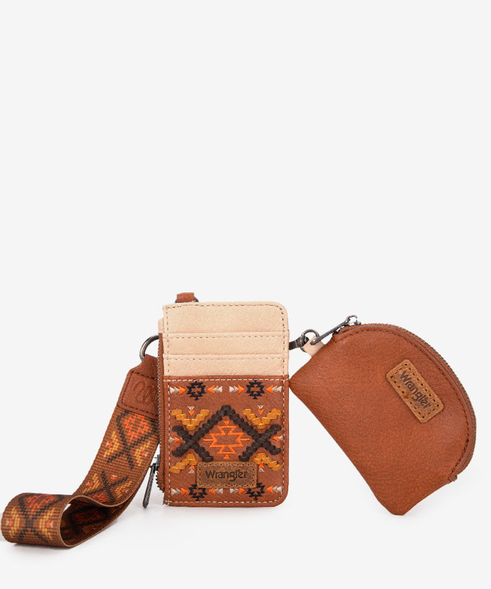 Wrangler Aztec Embroidered Whipstitch Sling Bag - Stylish Crossbody Purse for Women, Men | Perfect for Travel, Hiking & Everyday Use