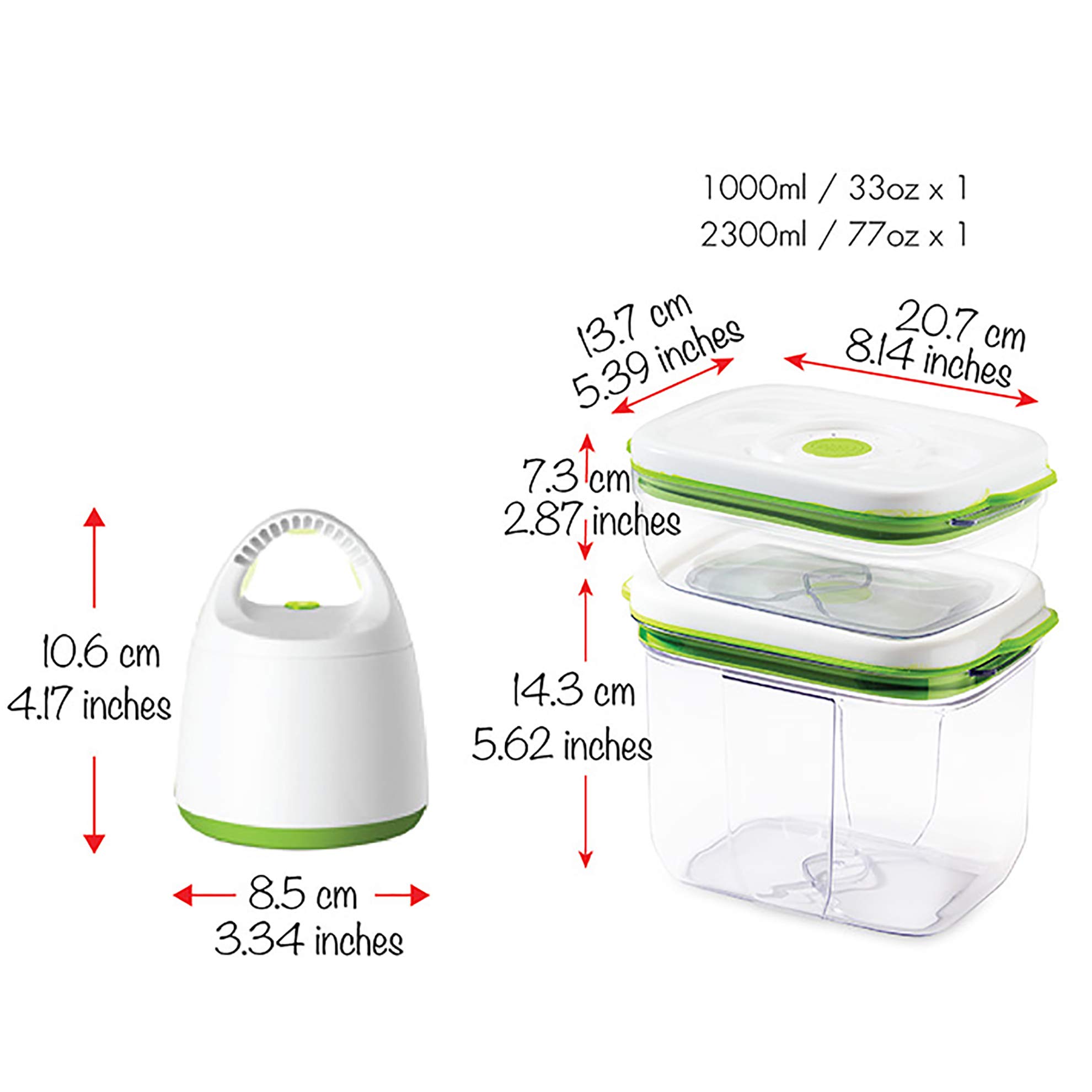 FOSA Vacuum Seal Food Storage System - Reusable Airtight Containers Starter Kit with Hand Pump & 2 Large Stackable BPA-Free Containers for Meal Prep, Sous Vide, Leftovers & Long-Term Food Preservation | Keep Fruits, Vegetables, Meat Fresh for Weeks | Perfect for Kitchen, Camping, Freezer Storage