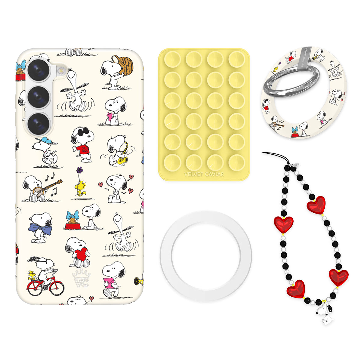 Snoopy Moods Galaxy Bundle Set - Cute Cartoon Phone Grip Holder for iPhone & Samsung - Perfect for School, Work, and Travel Accessories