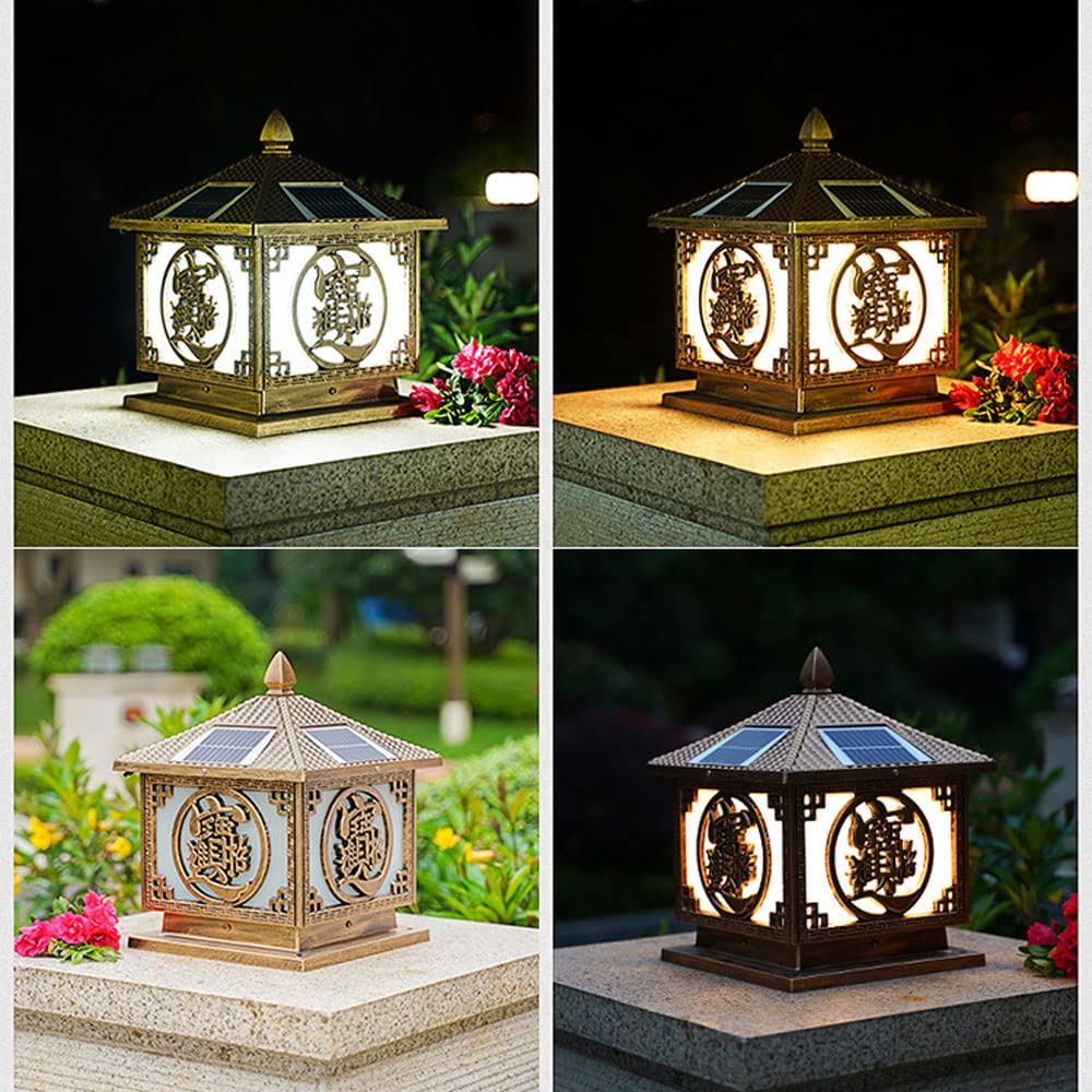 Solar Powered Courtyard Garden Lights - Traditional Chinese Palace Style Pillar Lamps for Outdoor Decoration | Perfect for Patio, Balcony, Porch & Pathway Lighting