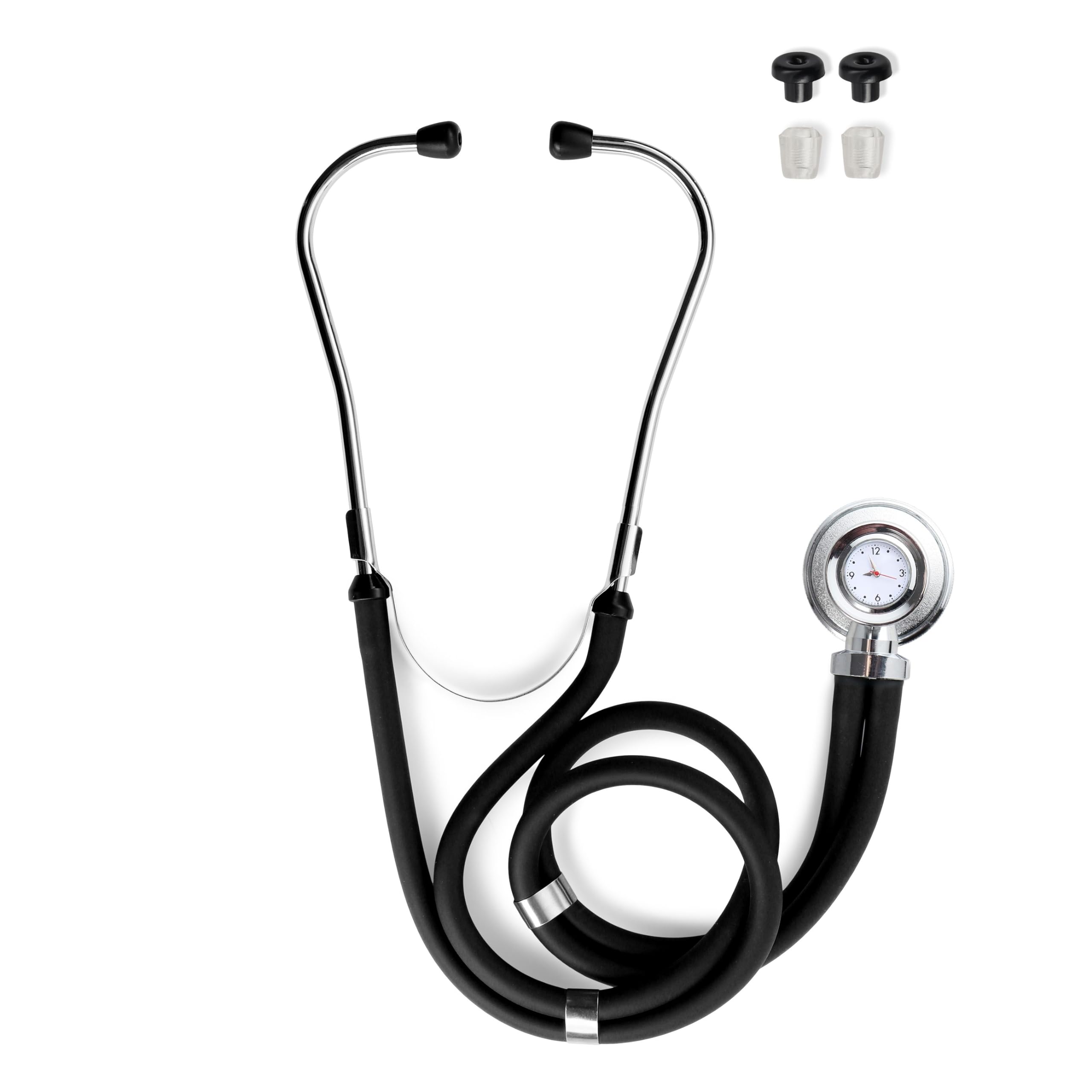 Primacare DS-9298 Black Medical Stethoscope with Analog Watch - 22