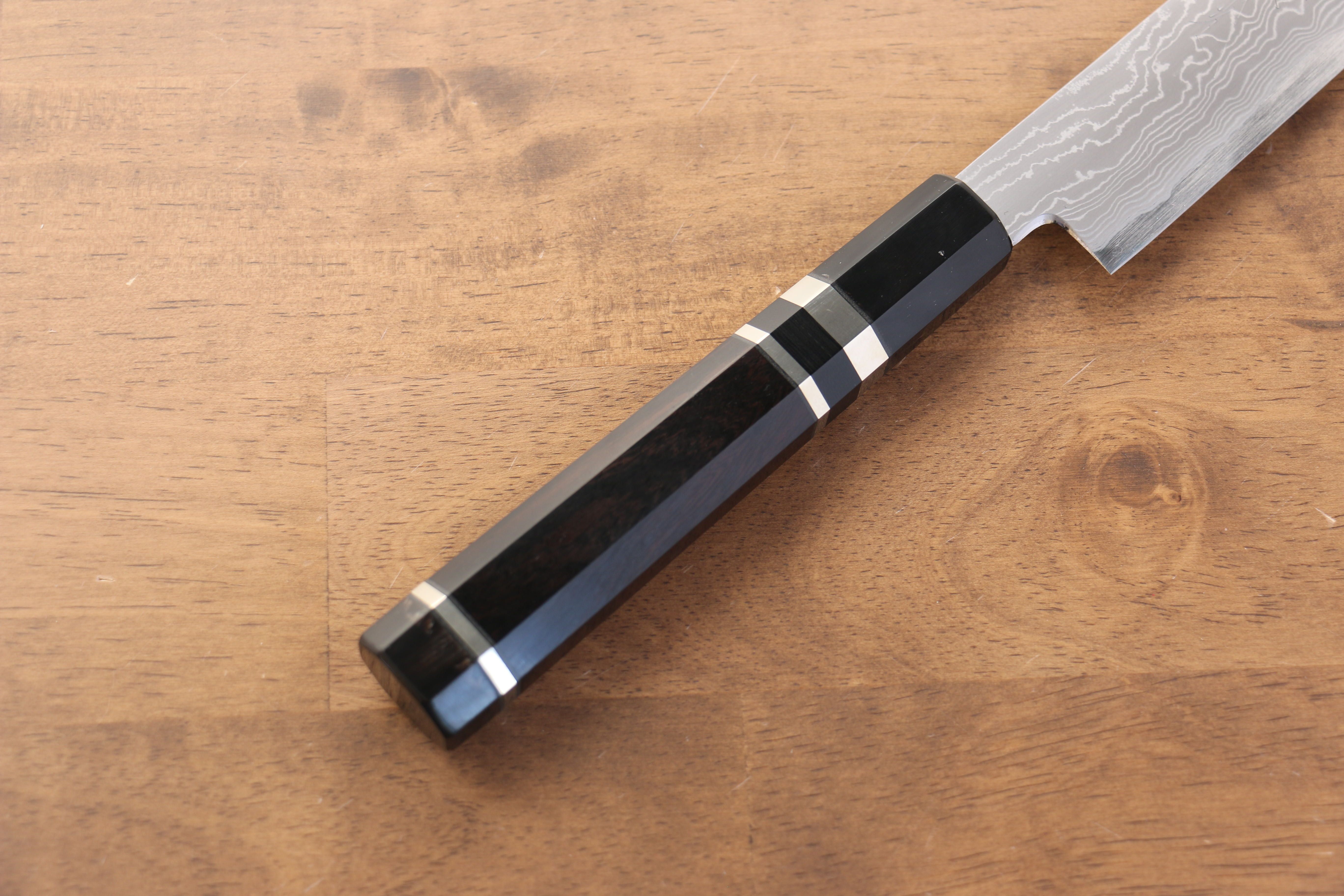Premium Jikko Blue Steel Damascus Sakimaru Sujihiki Knife 300mm - Handcrafted Japanese Chef Knife with Ebony Wood Handle & Double Ring Design - Perfect for Slicing Sashimi, Meat, and Precision Cutting in Professional Kitchens