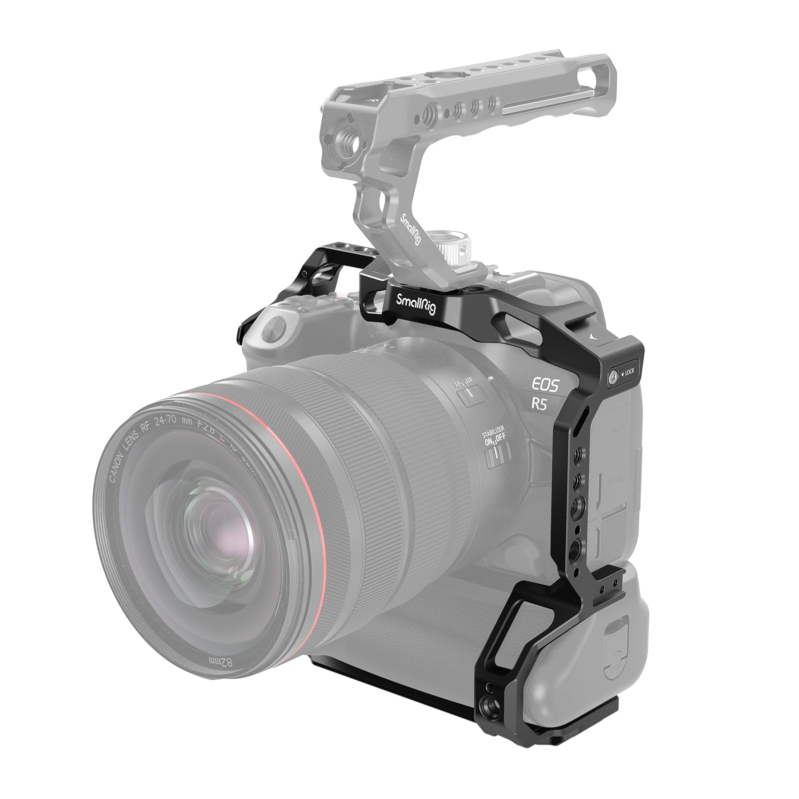 SmallRig R5 R6 Camera Cage for Canon EOS R5 R6 with BG-R10 Battery Grip - Aluminum Alloy Video Rig for Filmmaking & Photography - Includes Cold Shoe Mount 3464B - Perfect for Vlogging, Documentary & Studio Shooting
