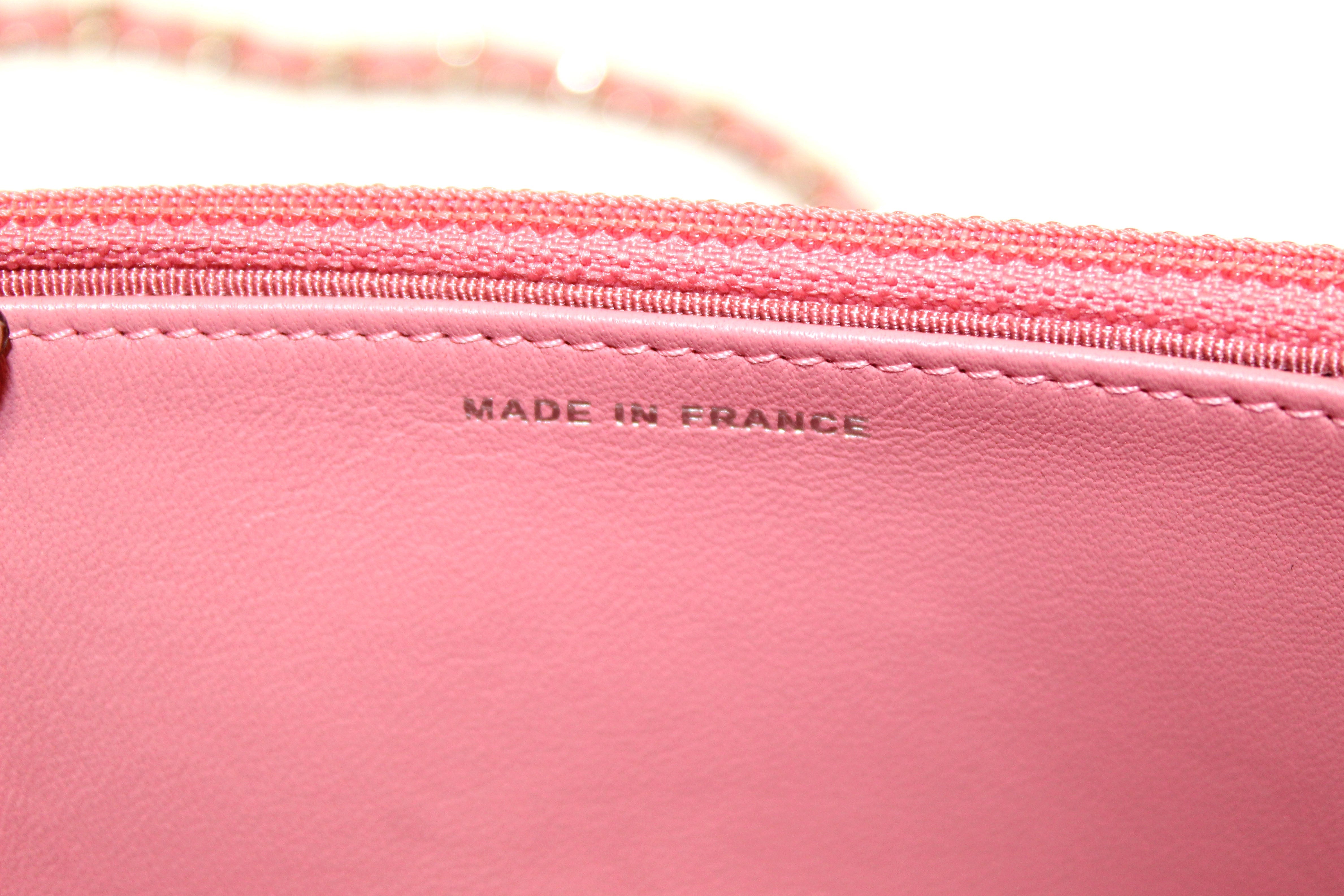 Chanel Pink Quilted Lambskin Leather Wallet On Chain WOC Crossbody Bag - Luxury Designer Handbag for Women, Perfect for Parties, Date Nights & Everyday Use