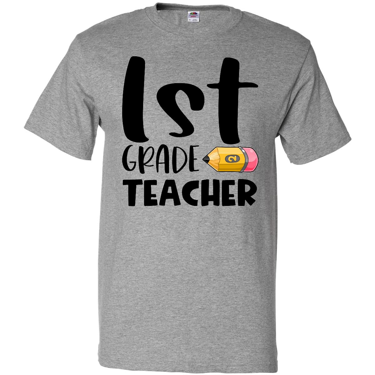 Inktastic First Grade Teacher Pencil Graphic T-Shirt - Fun & Comfortable Teaching Apparel for Educators, Back to School, Classroom Activities