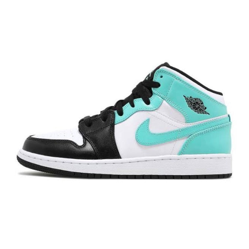 Air Jordan 1 Mid GS Sneakers - White Tropical Twist Black Basketball Shoes for Women & Girls - Perfect for Casual Wear, Sports & Street Fashion