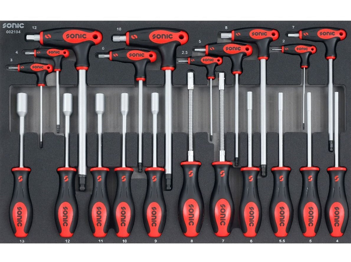 21-Piece Sonic Foam System Socket Screwdriver Set with Hex & Grips Keys - Perfect for Automotive Repairs, DIY Projects, and Home Maintenance (Medium 26 Size)