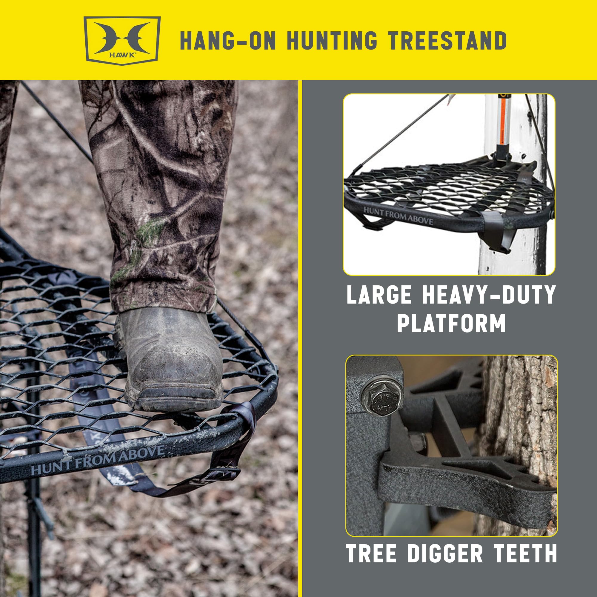 Adjustable Steel Hang-On Hunting Tree Stand for Deer - Lightweight & Secure for Bow & Rifle Hunting in Woods or Fields