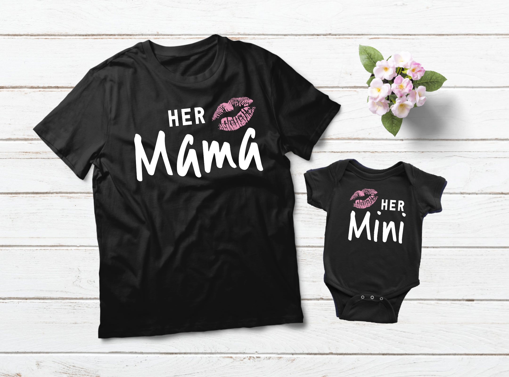 Mom and Baby Matching Outfits - Her Mama Her Mini Set | Mother Daughter Coordinating Clothes for Family Photos, Holidays & Special Occasions