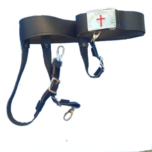 Knight Templar Belt with Sword Buckle - York Rite Medieval Costume Accessory (50-58 Inch) for LARP, Cosplay & Historical Reenactment