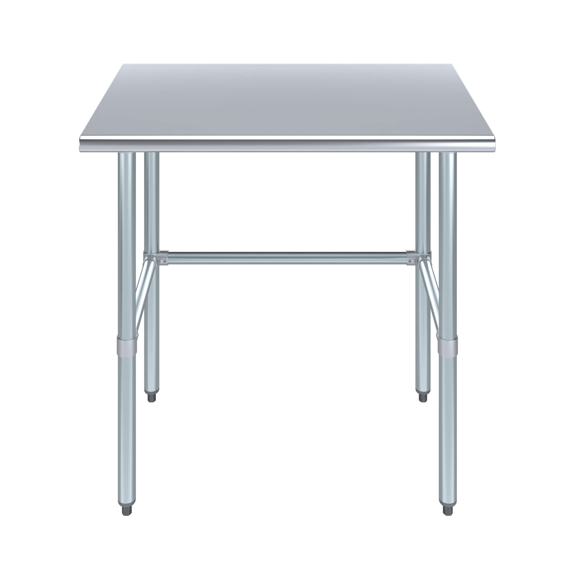 Stainless Steel Work Table with Galvanized Open Base - Heavy Duty Commercial Kitchen Prep Table, Restaurant Workstation, Butcher Block, Food Prep Surface for Home & Professional Use