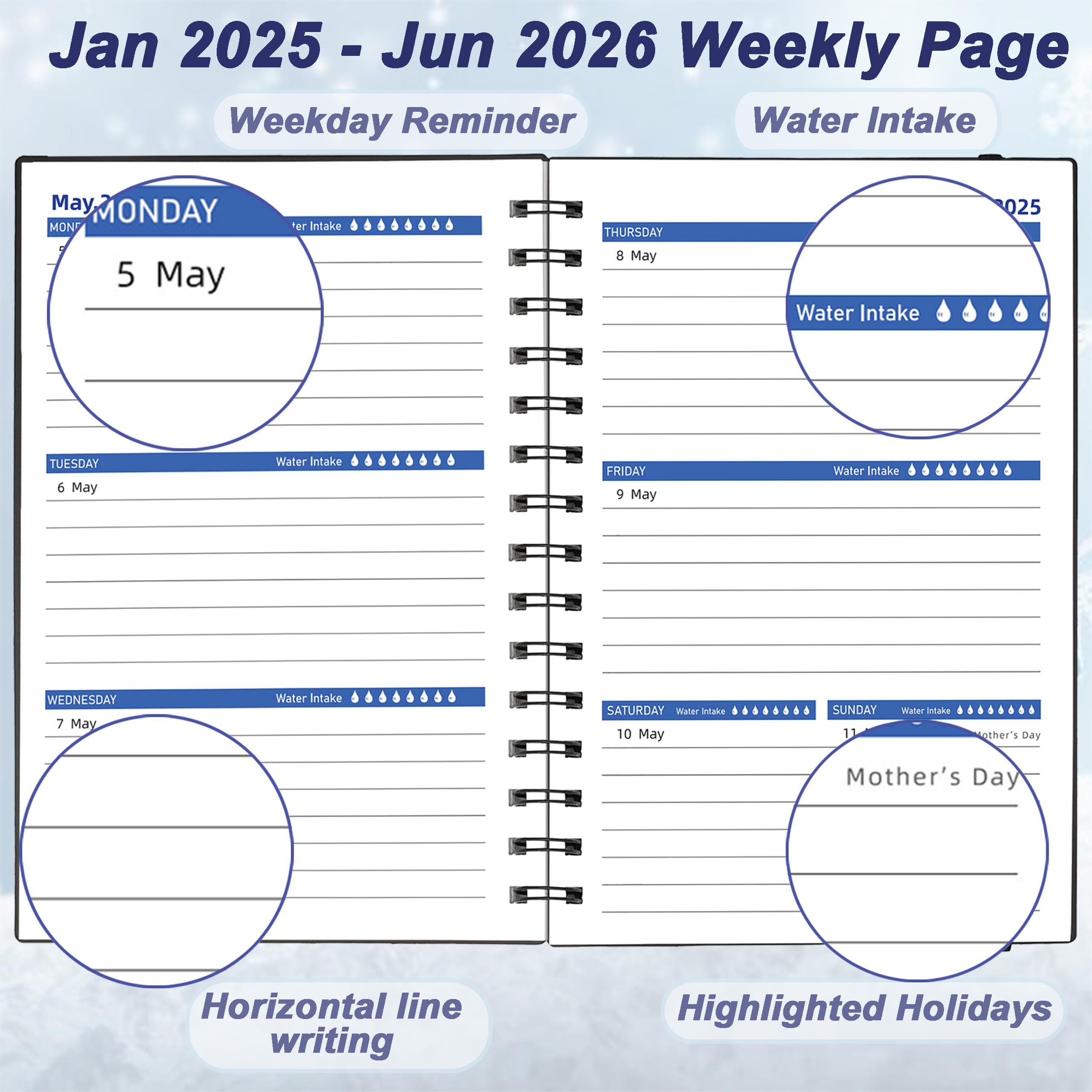 2025-2026 Academic Planner - 18 Month Weekly & Monthly Planner from January 2025 to June 2026 with Tabs, Thick 100GSM Paper, A5 Size Black Daily Organizer for Students, Professionals & Goal Tracking - Perfect for School, Office & Personal Productivity