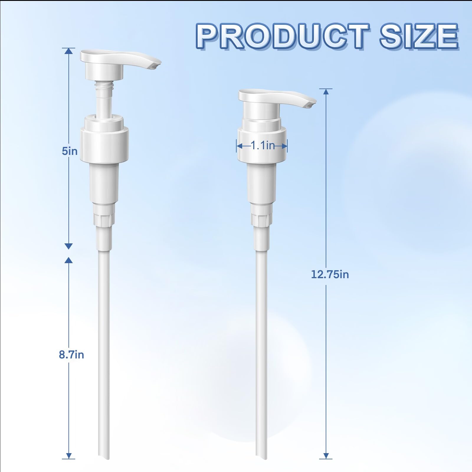 2-Pack Leak Proof Shampoo Dispenser Pump with Adjustable Tube - Fits 1-Inch Bottle Mouth (33.8 oz) - White Plastic for Shampoo, Conditioner & Liquid Soap - Perfect for Bathroom, Salon & Travel Use