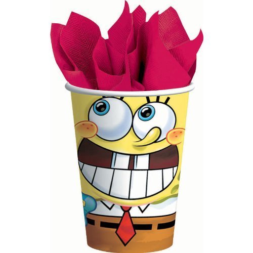 Spongebob Paper Cups 12 Pack - Fun Cartoon Character Disposable Cups for Kids Birthday Parties, Picnics, and Summer BBQs - BPA Free & Eco-Friendly